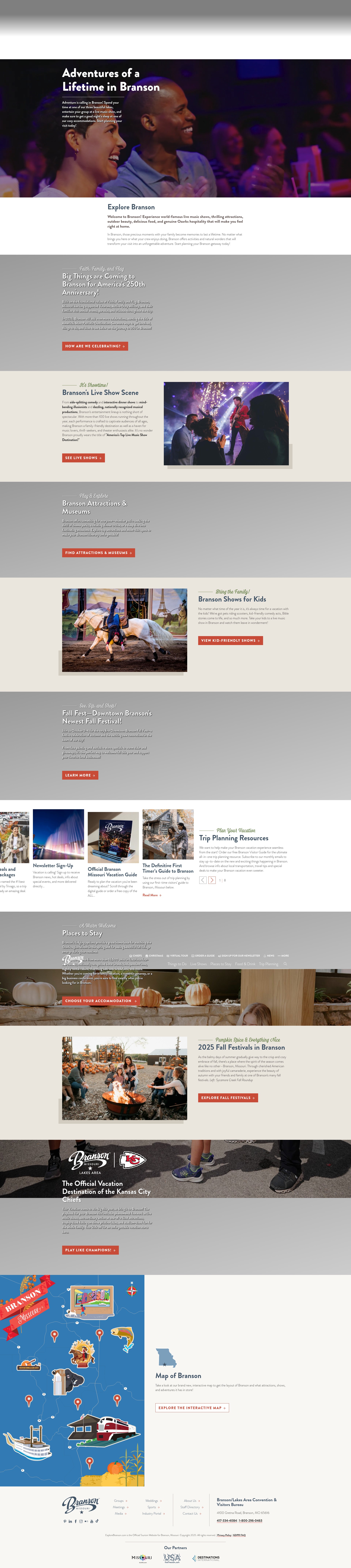 Screenshot of explorebranson.com