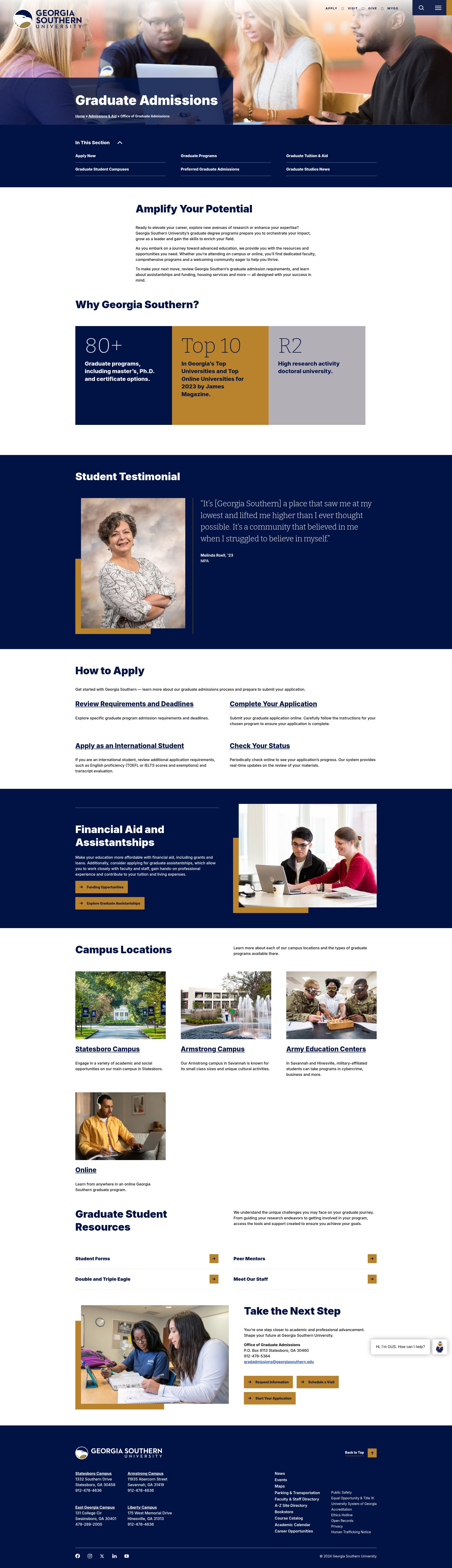 Screenshot of exploregrad.georgiasouthern.edu