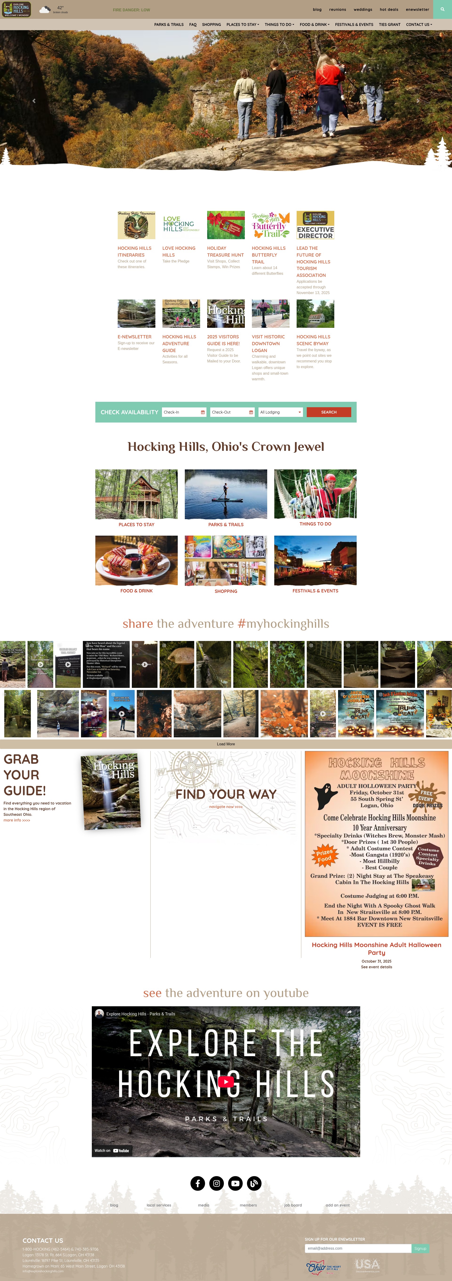 Screenshot of explorehockinghills.com
