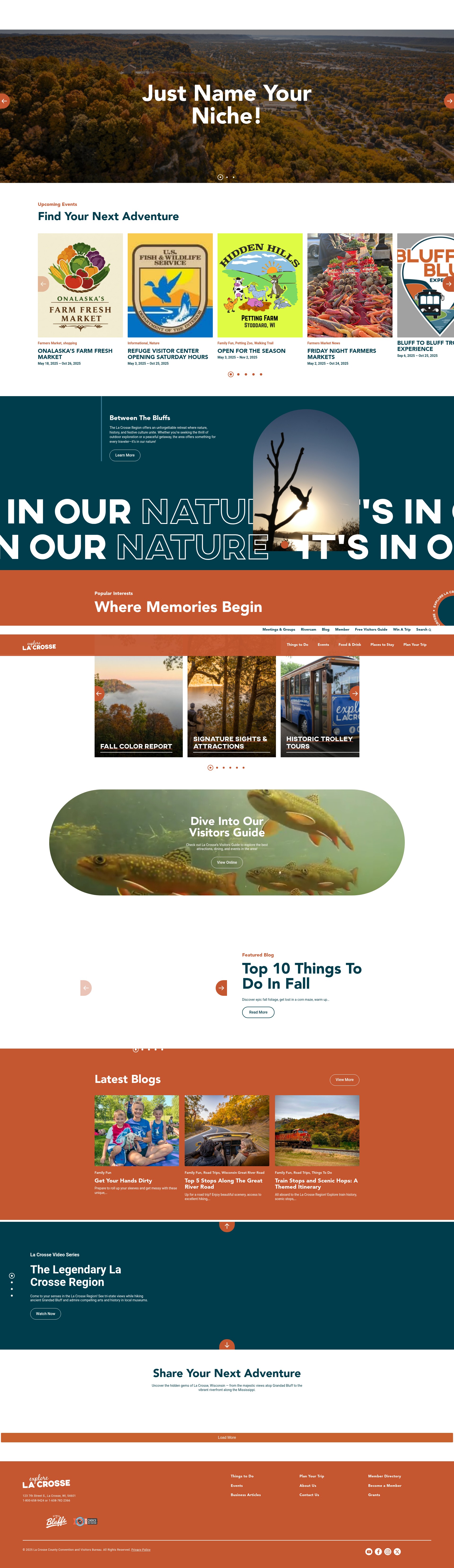 Screenshot of explorelacrosse.com
