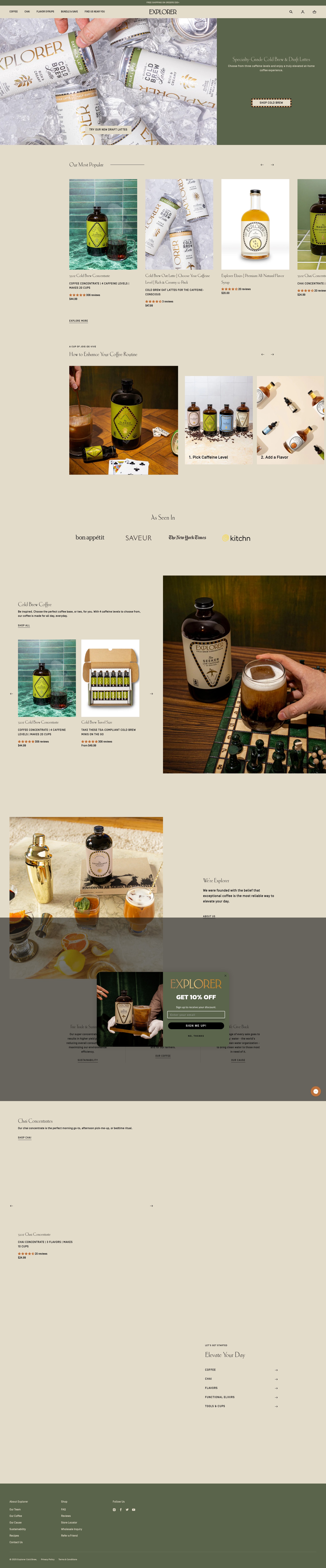Screenshot of explorercoldbrew.com