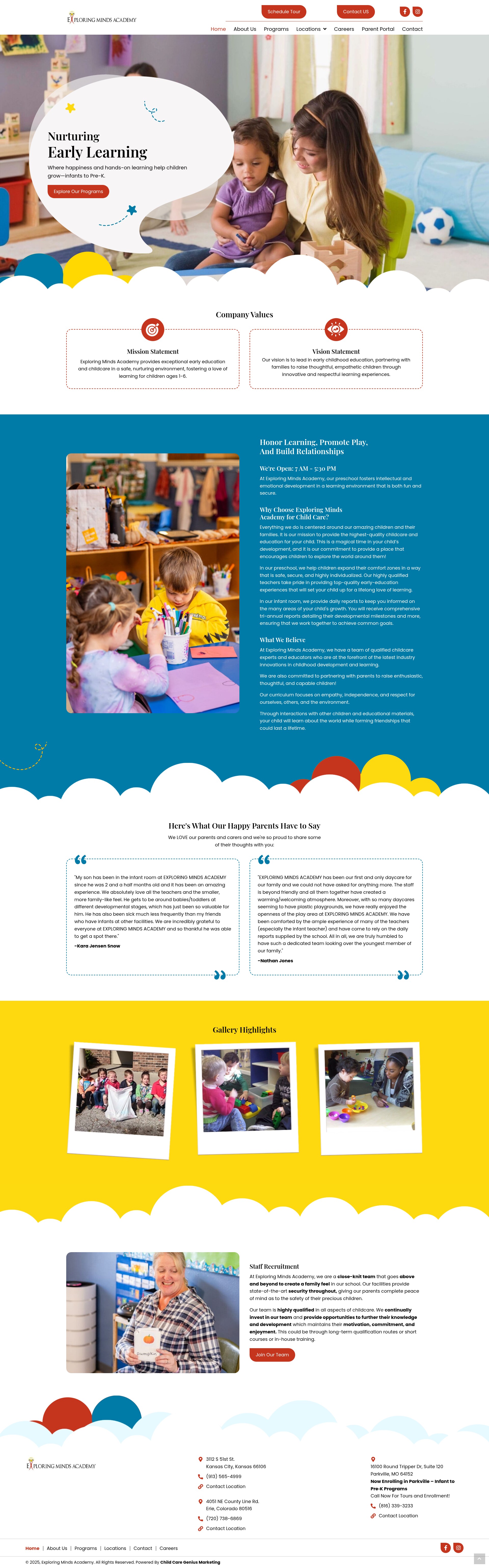 Screenshot of exploringmindsacademy.com