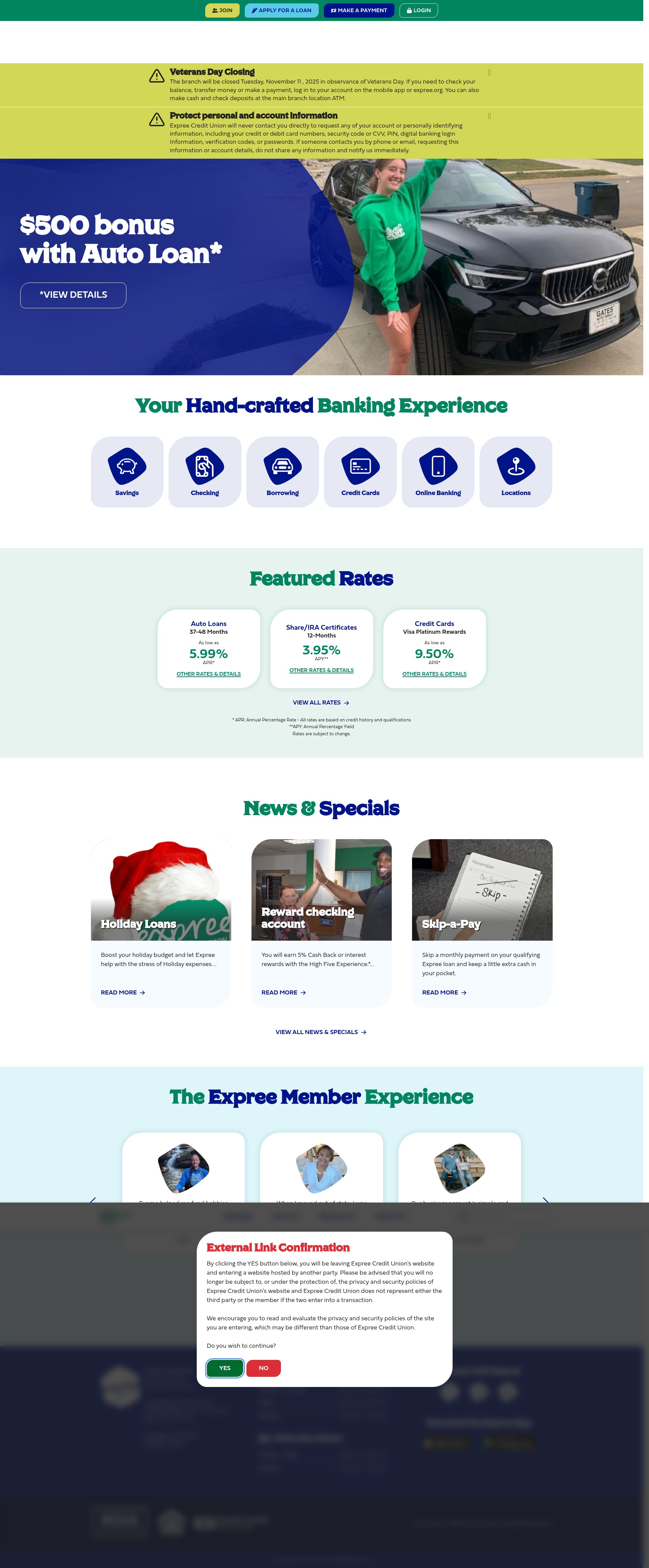 Screenshot of expree.org