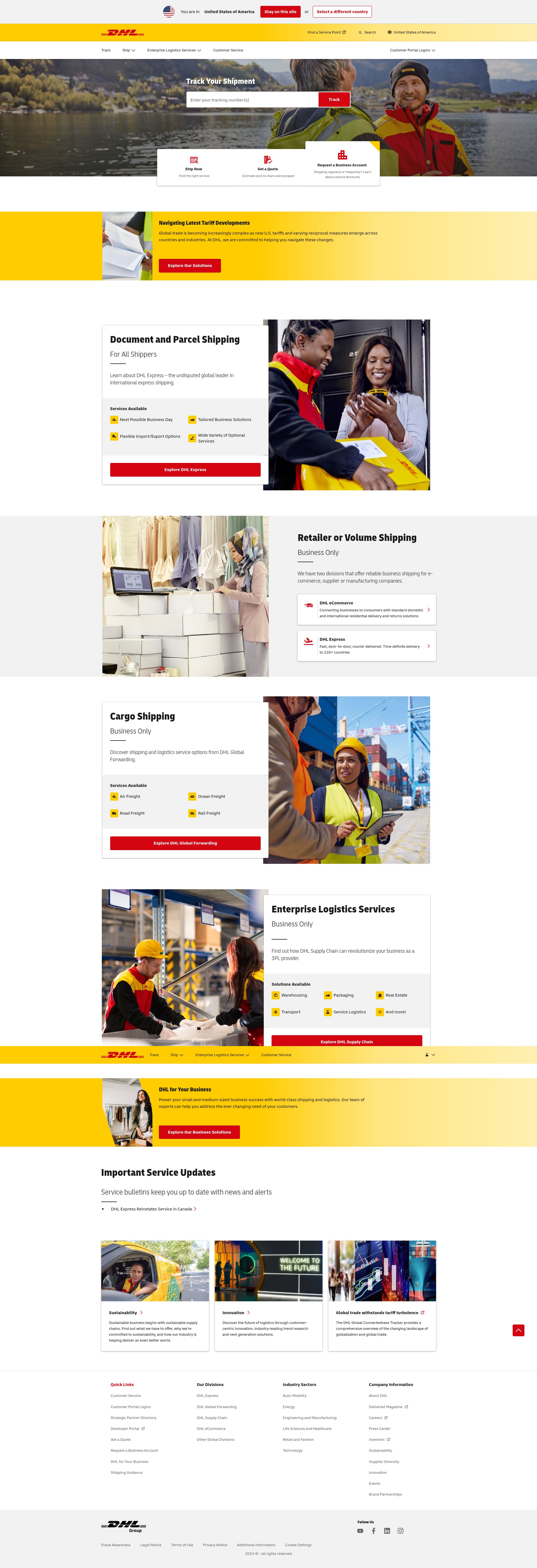 Screenshot of express-resources.dhl.com