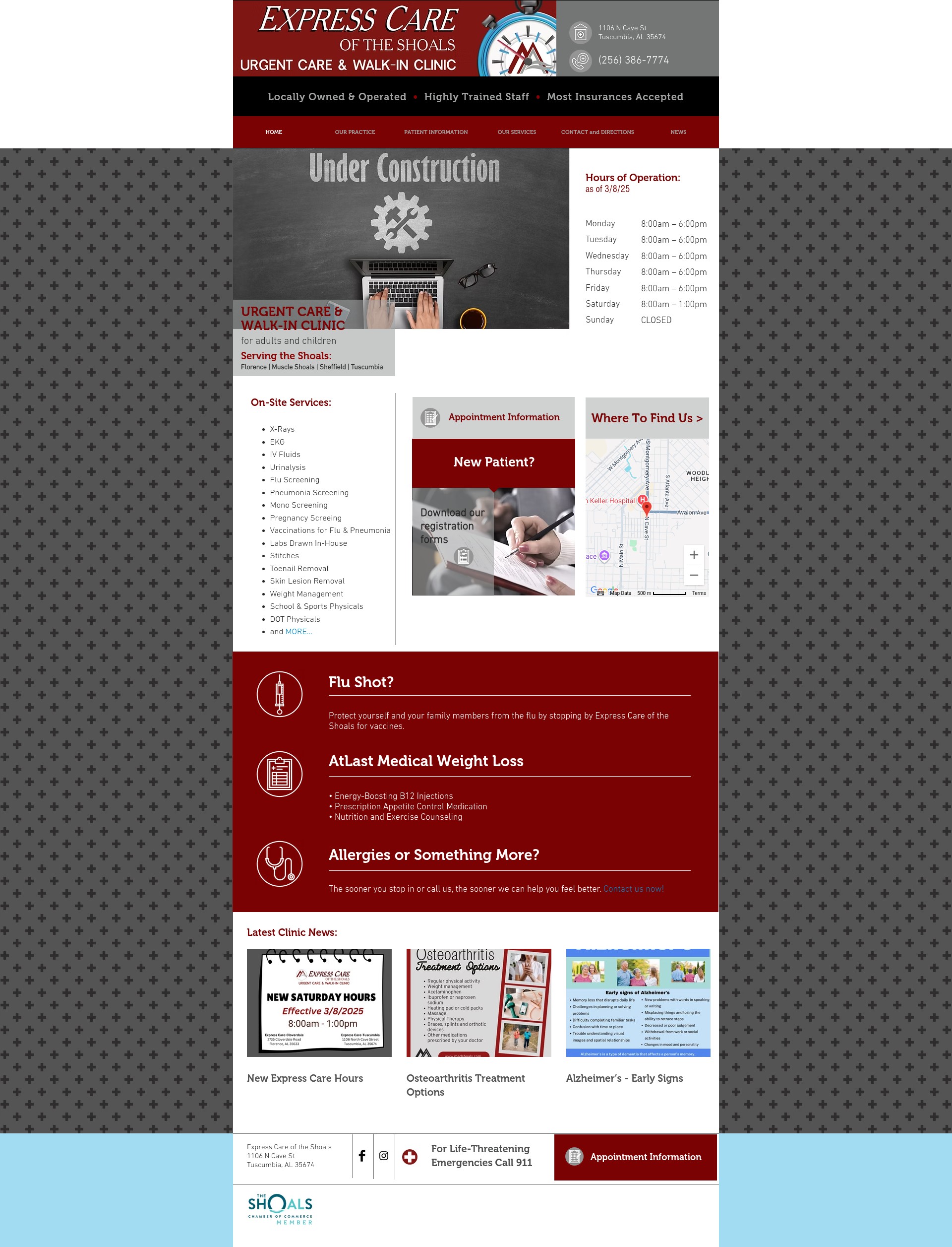 Screenshot of expresscareshoals.com
