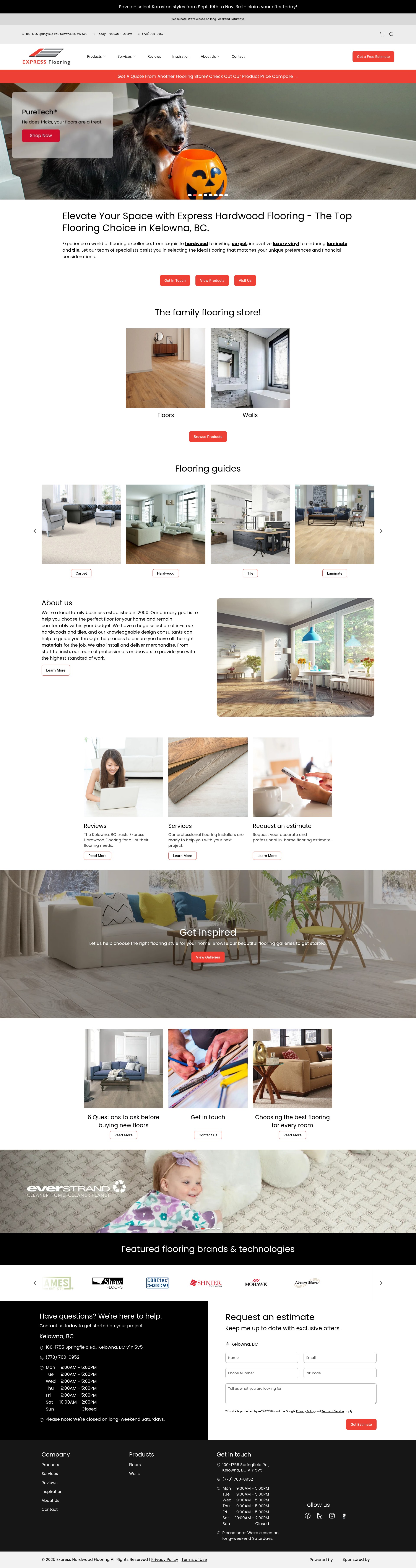 Screenshot of expressflooring.ca