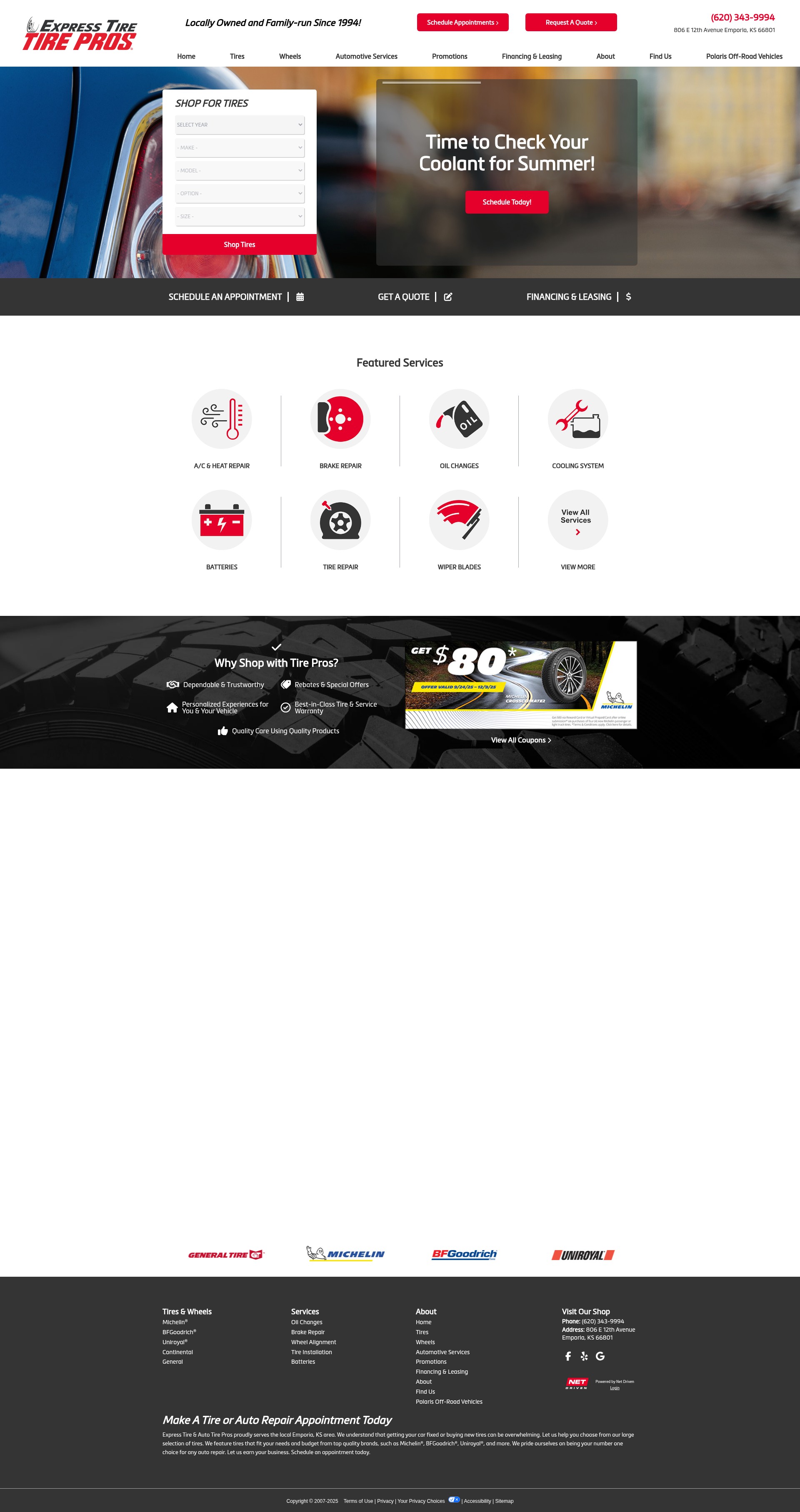 Screenshot of expresstirepros.com