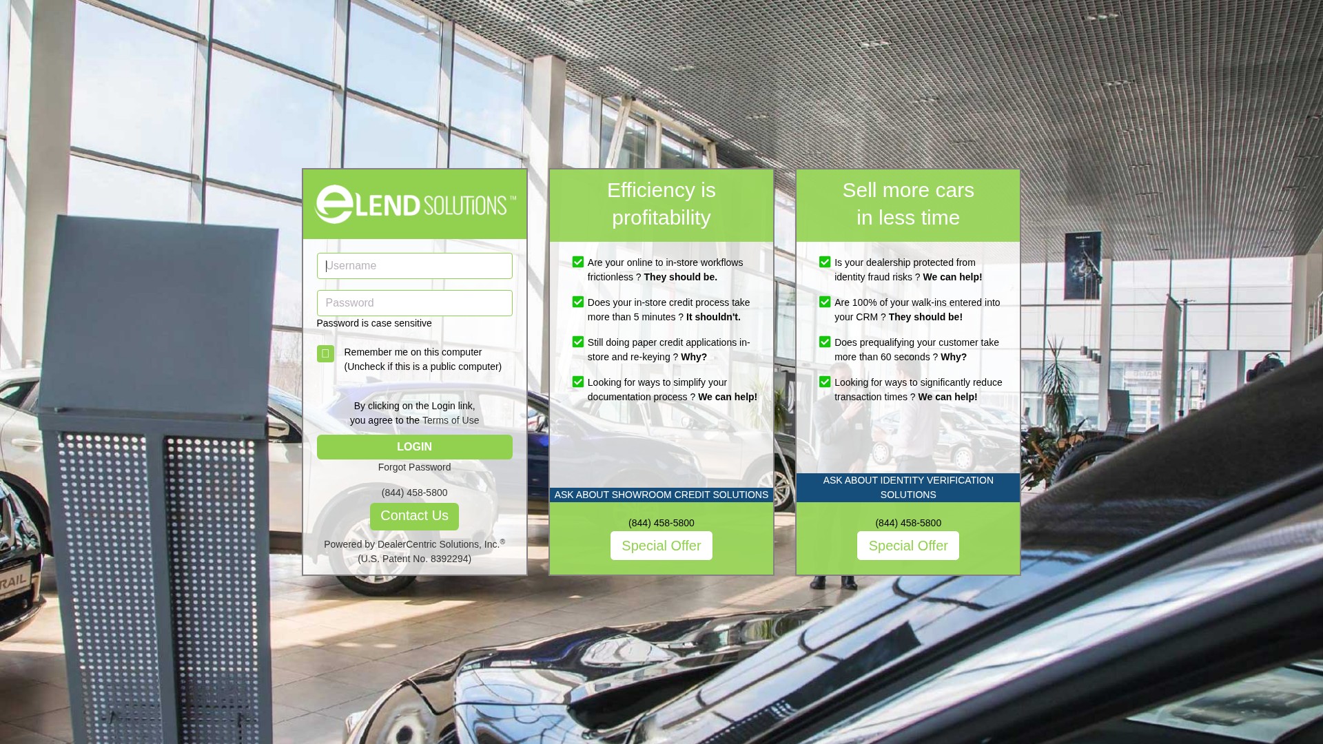 Screenshot of extranet.dealercentric.com
