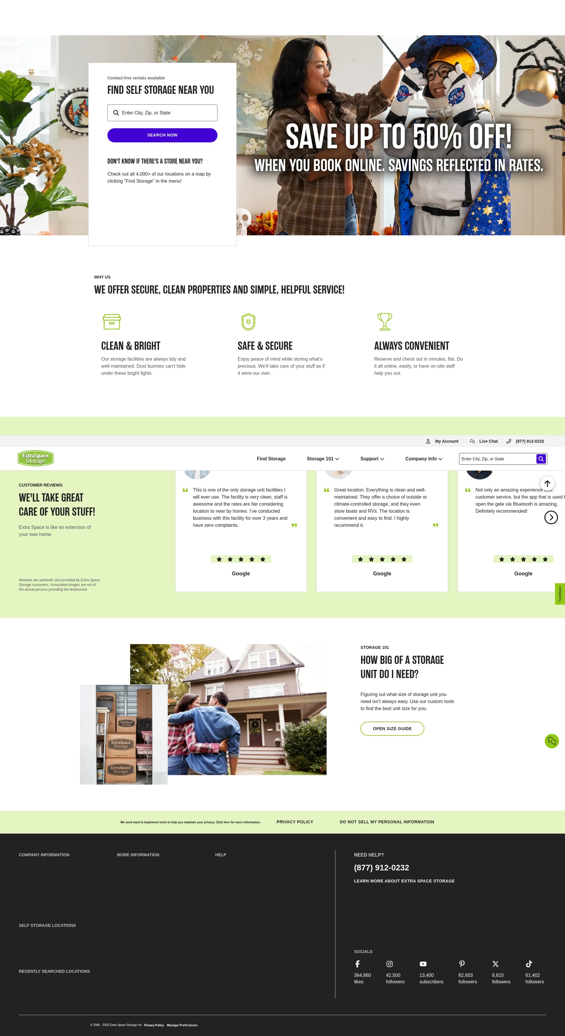 Screenshot of extraspace.com