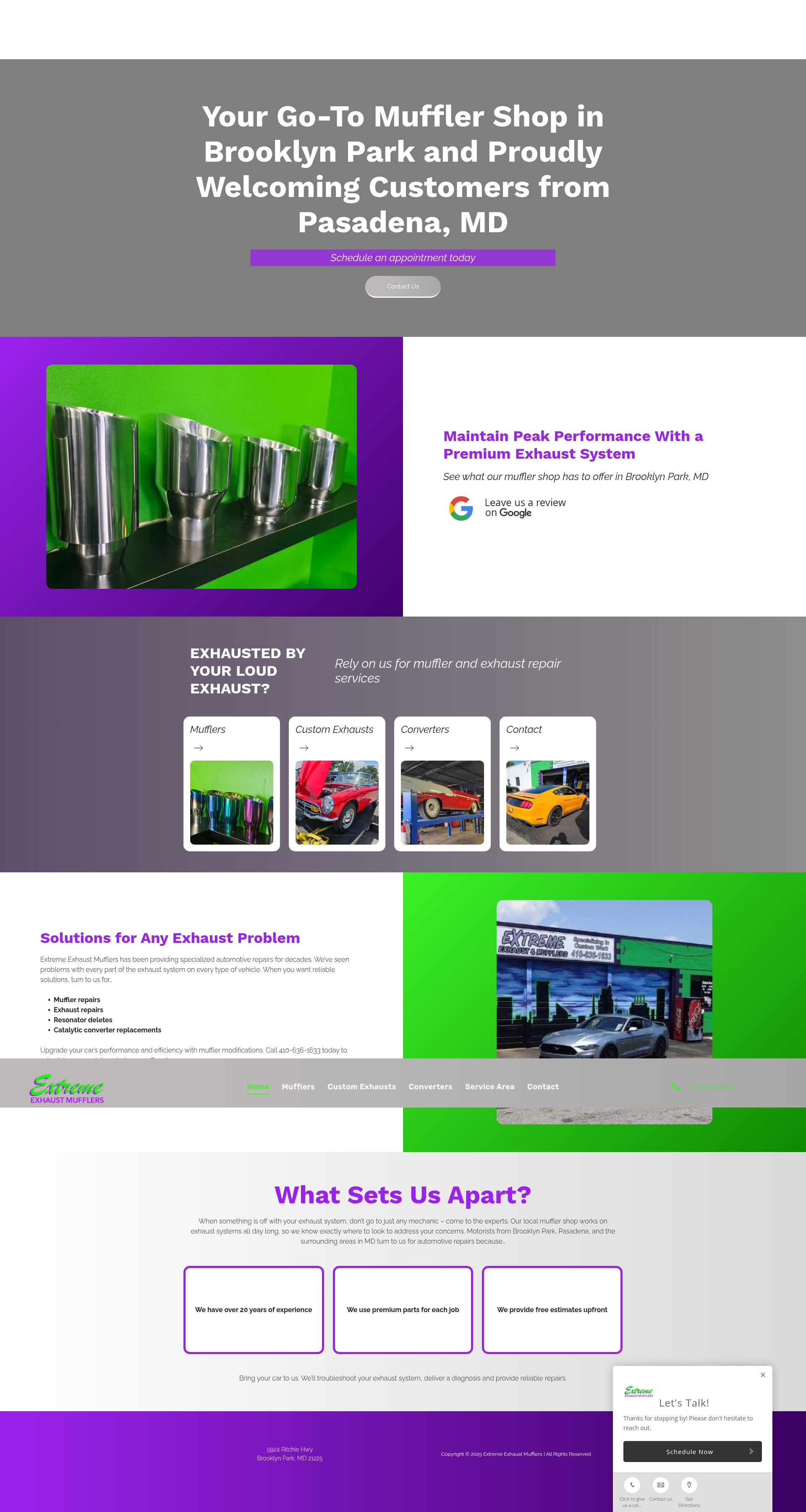 Screenshot of extremeexhaustandmufflers.com