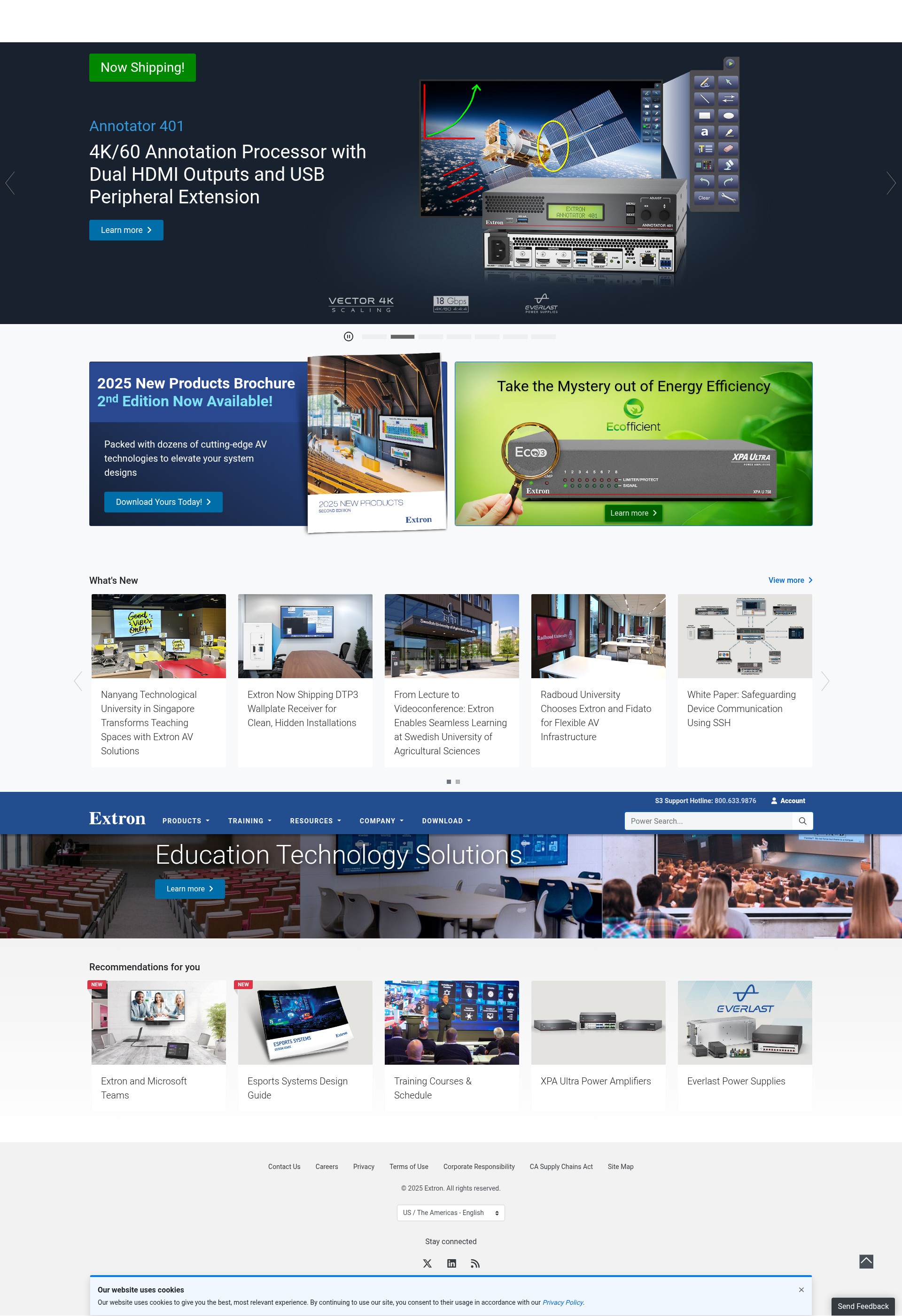 Screenshot of extron.com