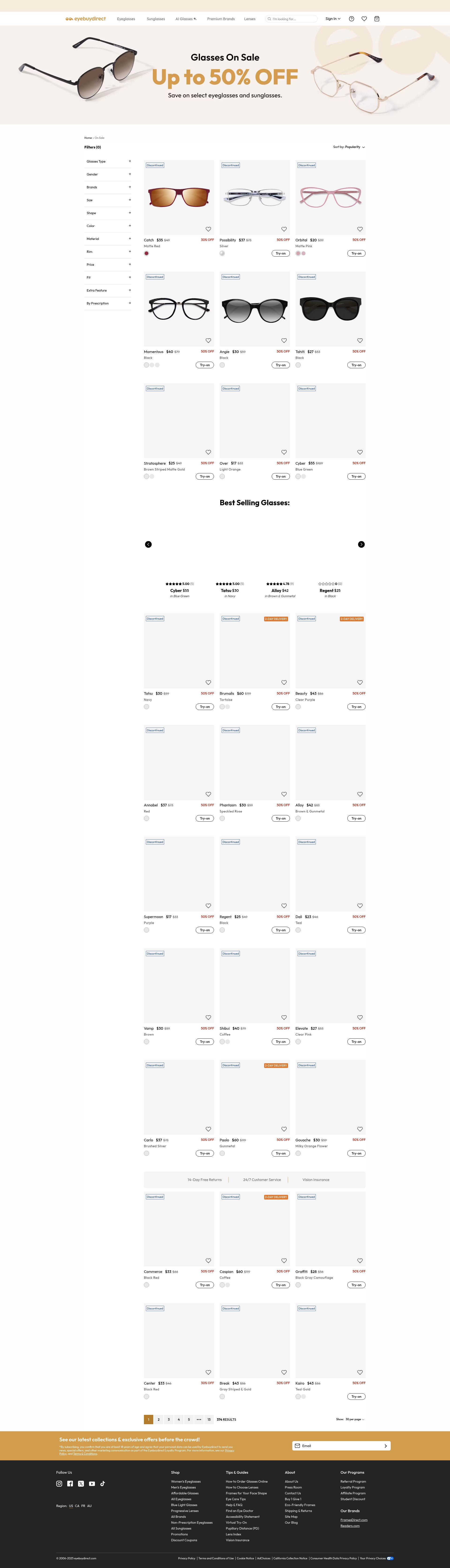 Screenshot of eyebuydirect.com