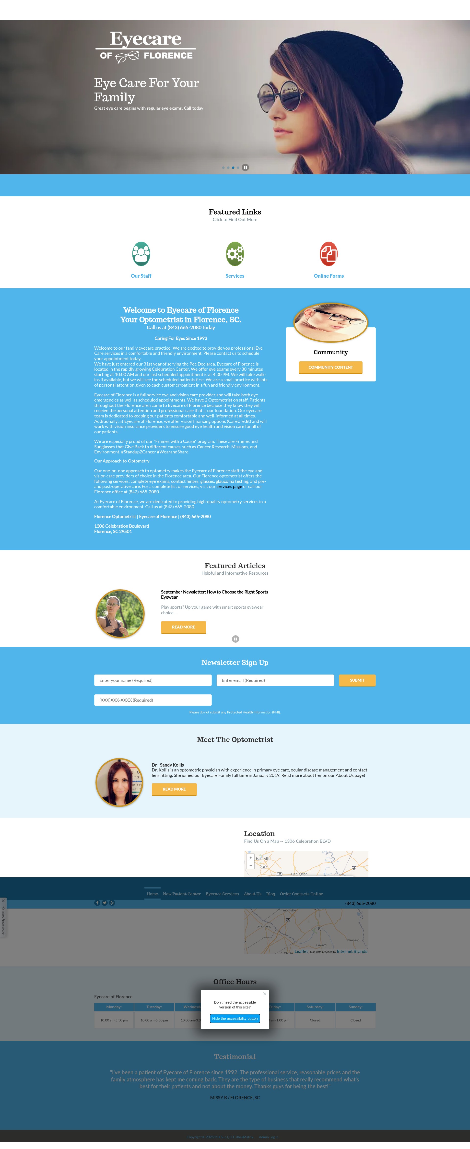 Screenshot of eyecareofflorence.com