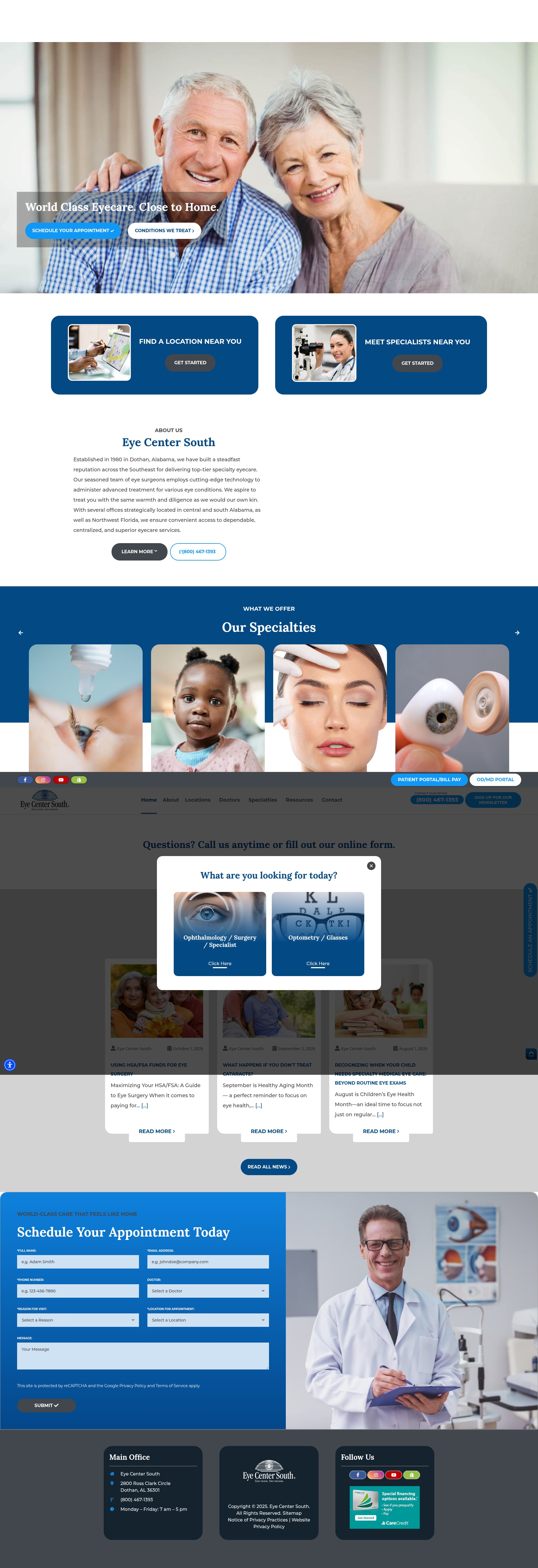 Screenshot of eyecentersouth.net