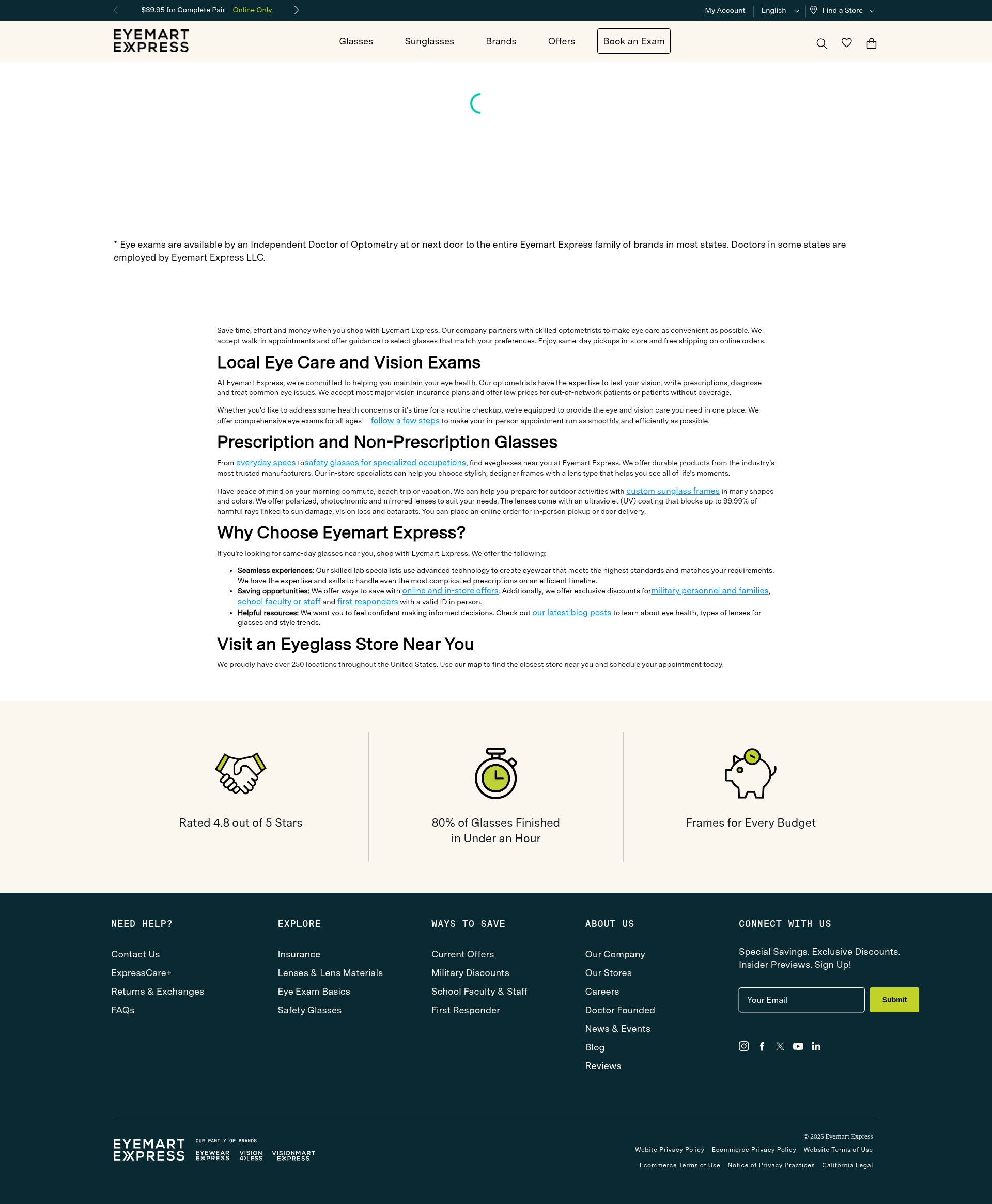 Screenshot of eyemartexpress.com