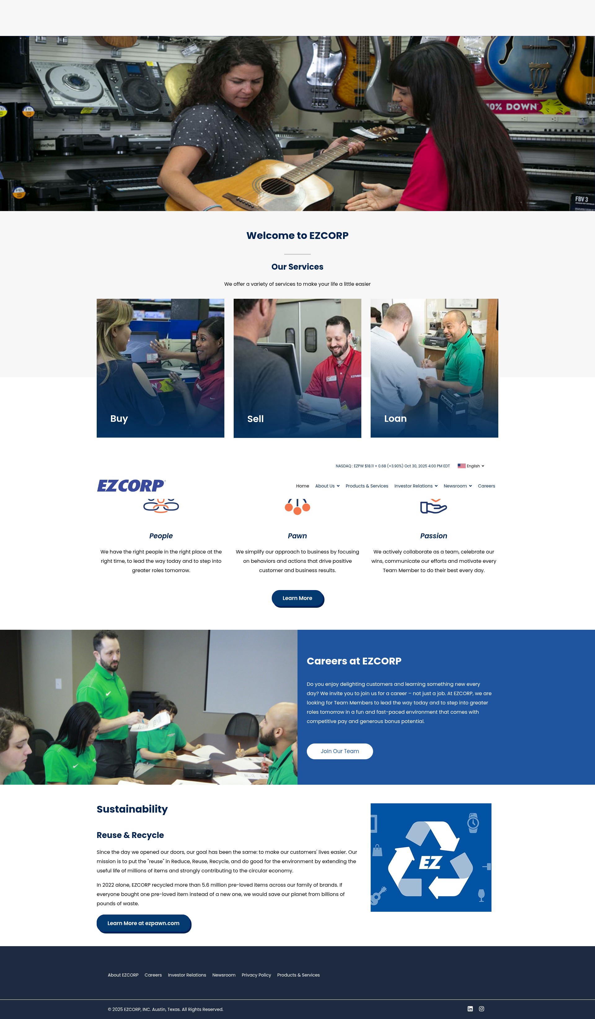 Screenshot of ezcorp.com