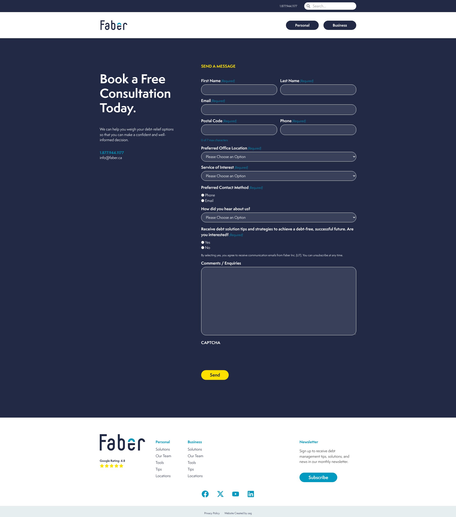 Screenshot of faber.ca