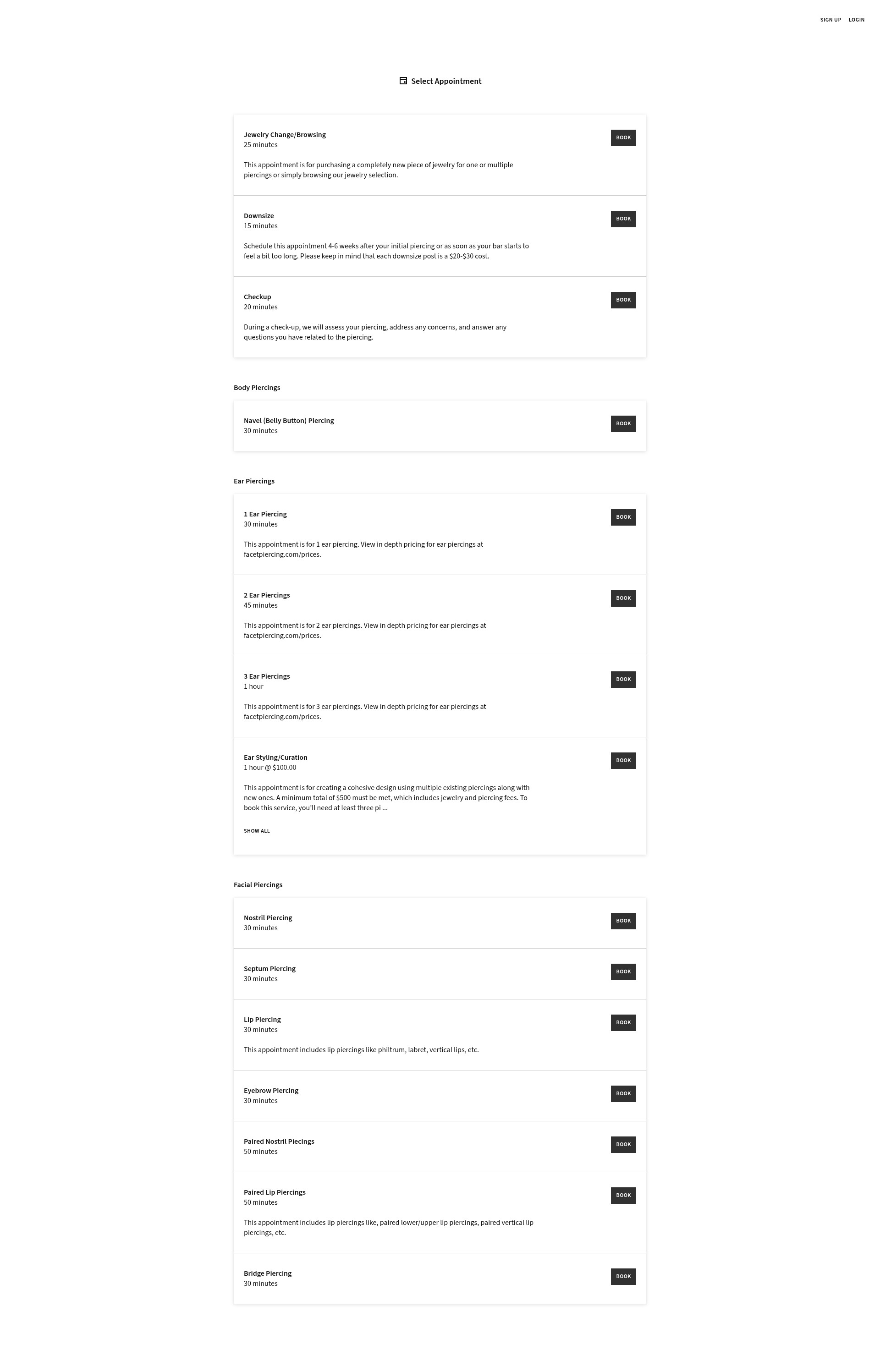 Screenshot of facetpiercing.com