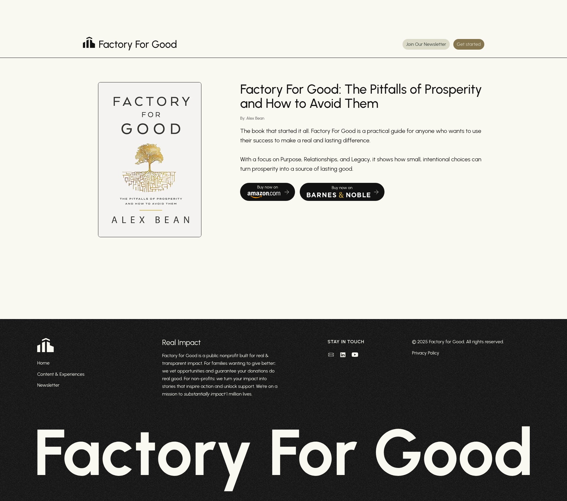 Screenshot of factoryforgood.com