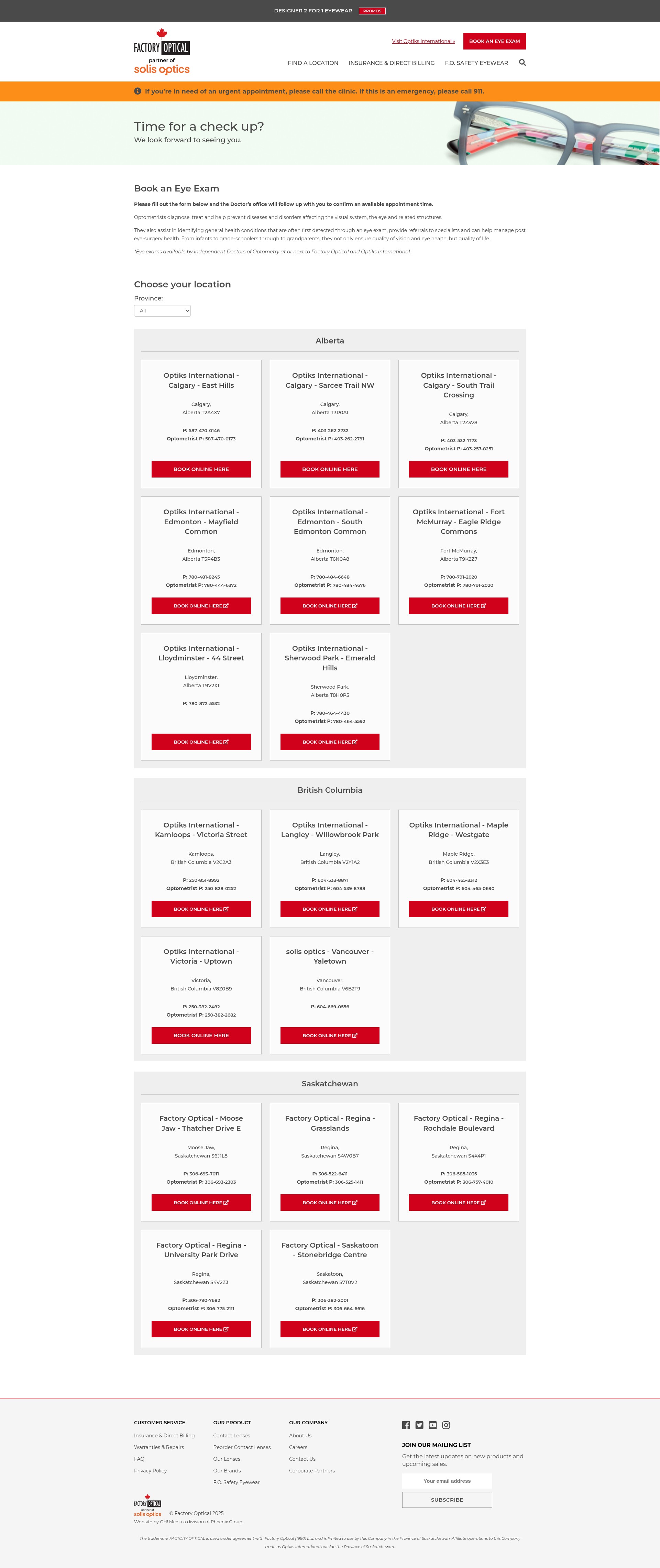 Screenshot of factoryoptical.ca
