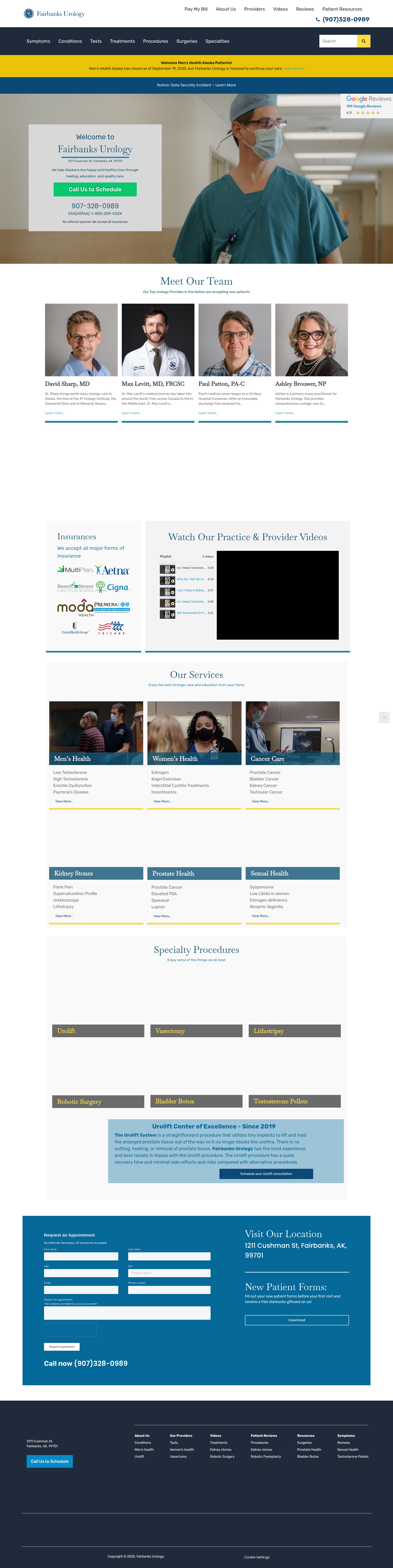 Screenshot of fairbanksurology.com