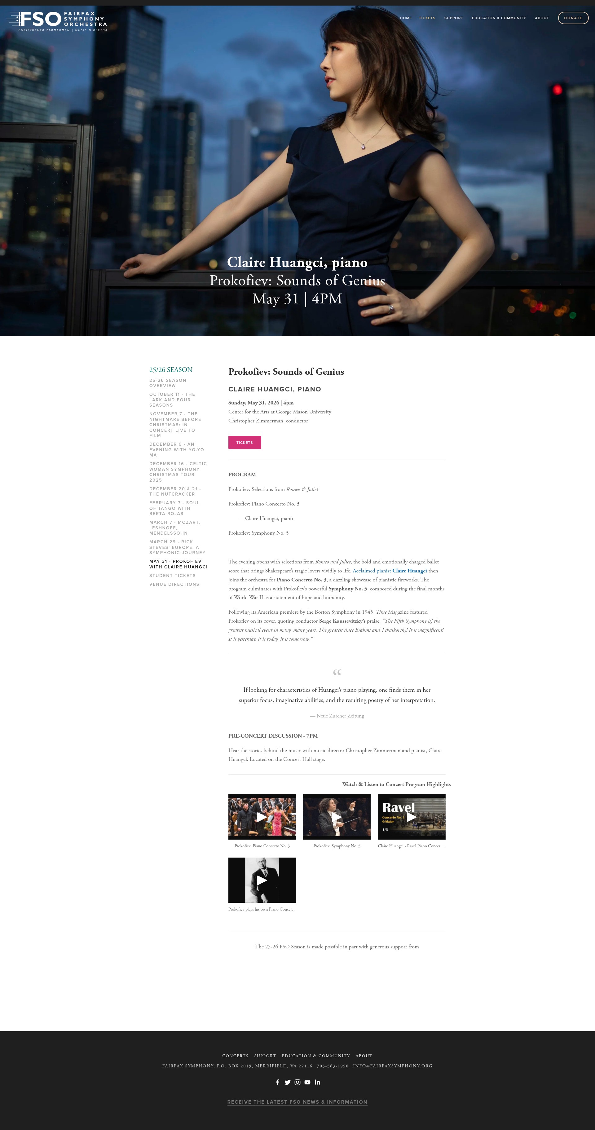 Screenshot of fairfaxsymphony.org