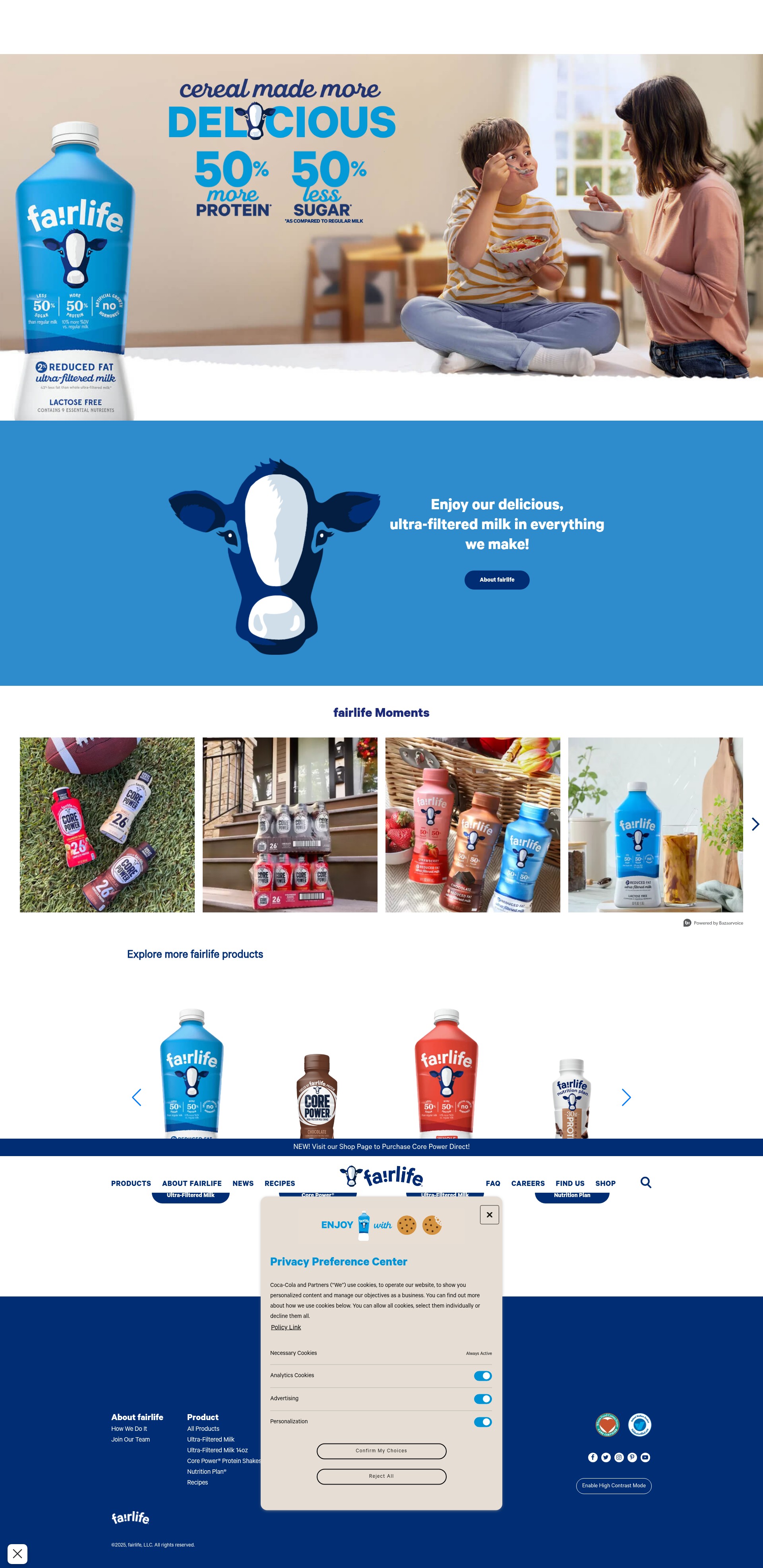 Screenshot of fairlife.com