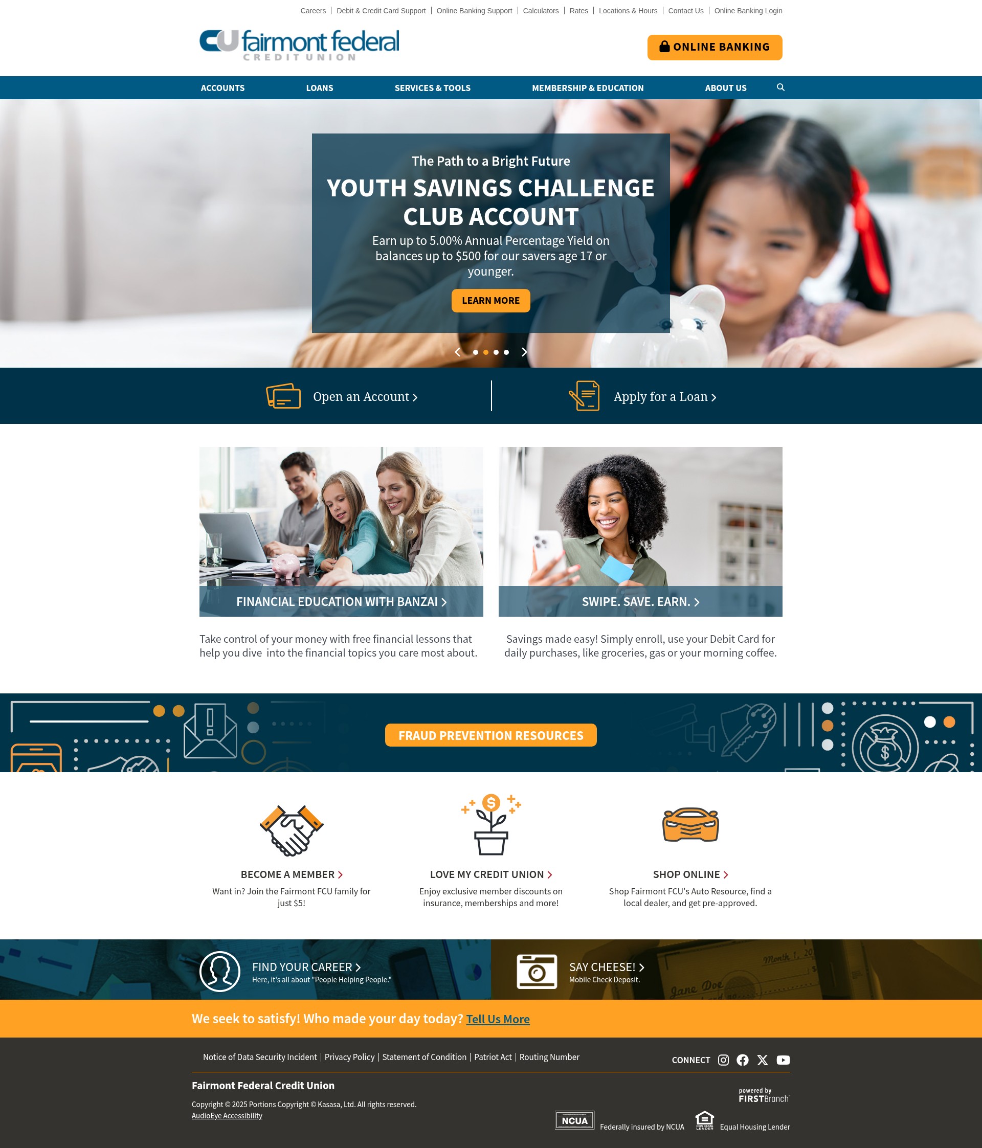 Screenshot of fairmontfcu.com