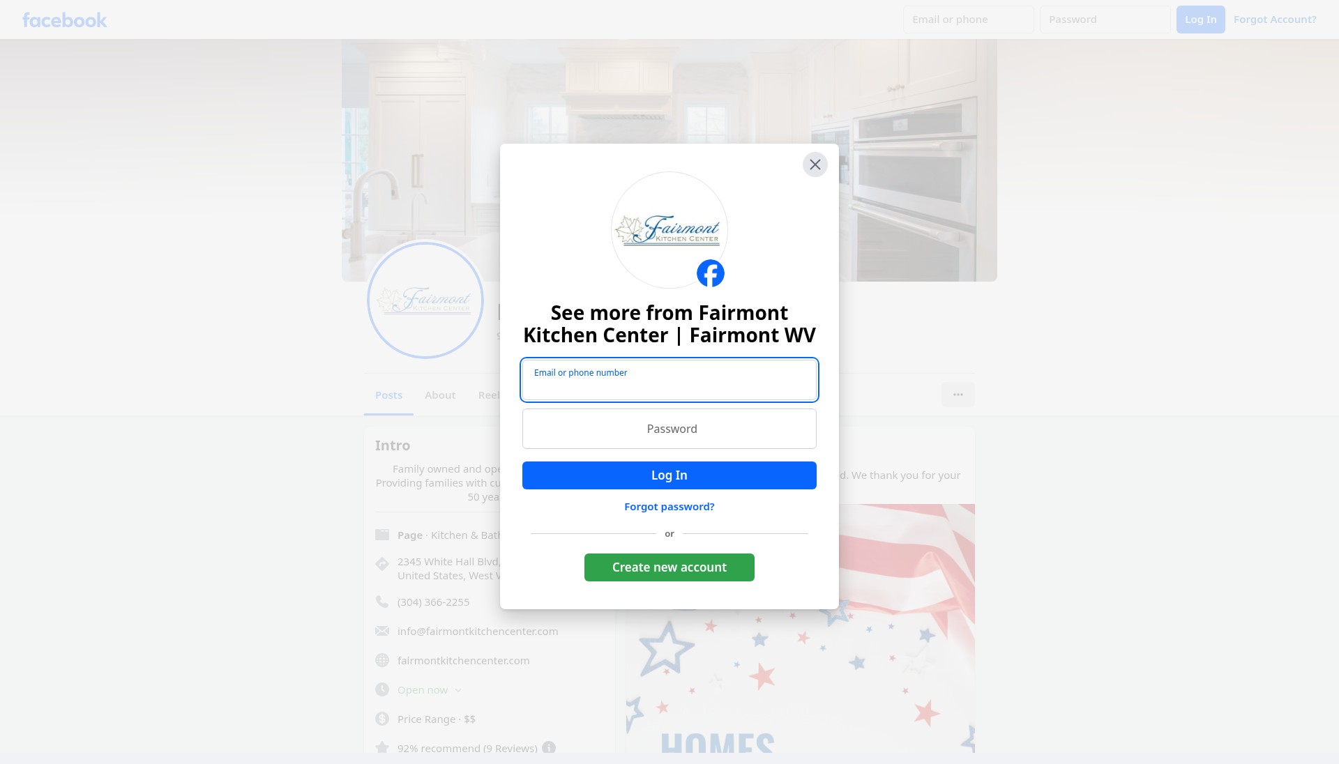 Screenshot of fairmontkitchencenter.com