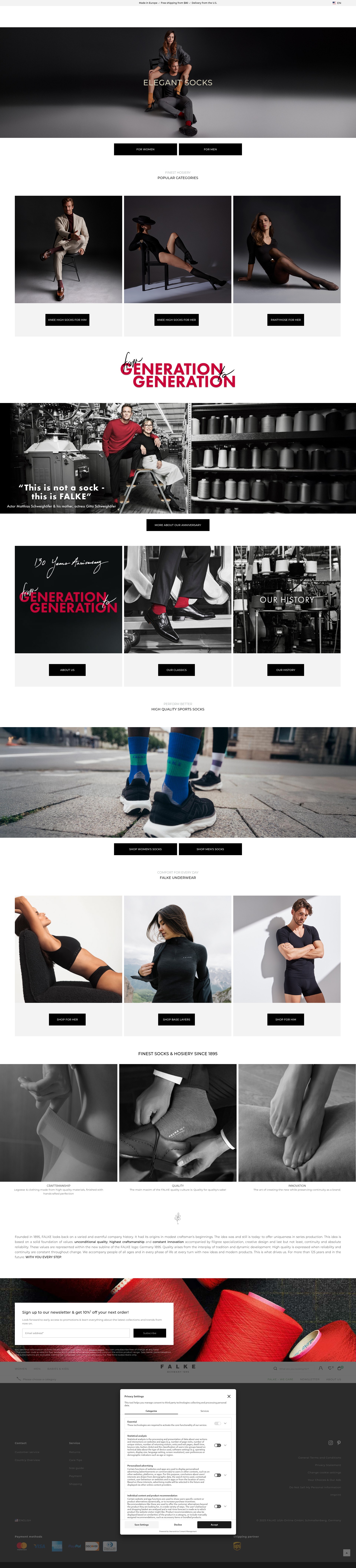 Screenshot of falke.com