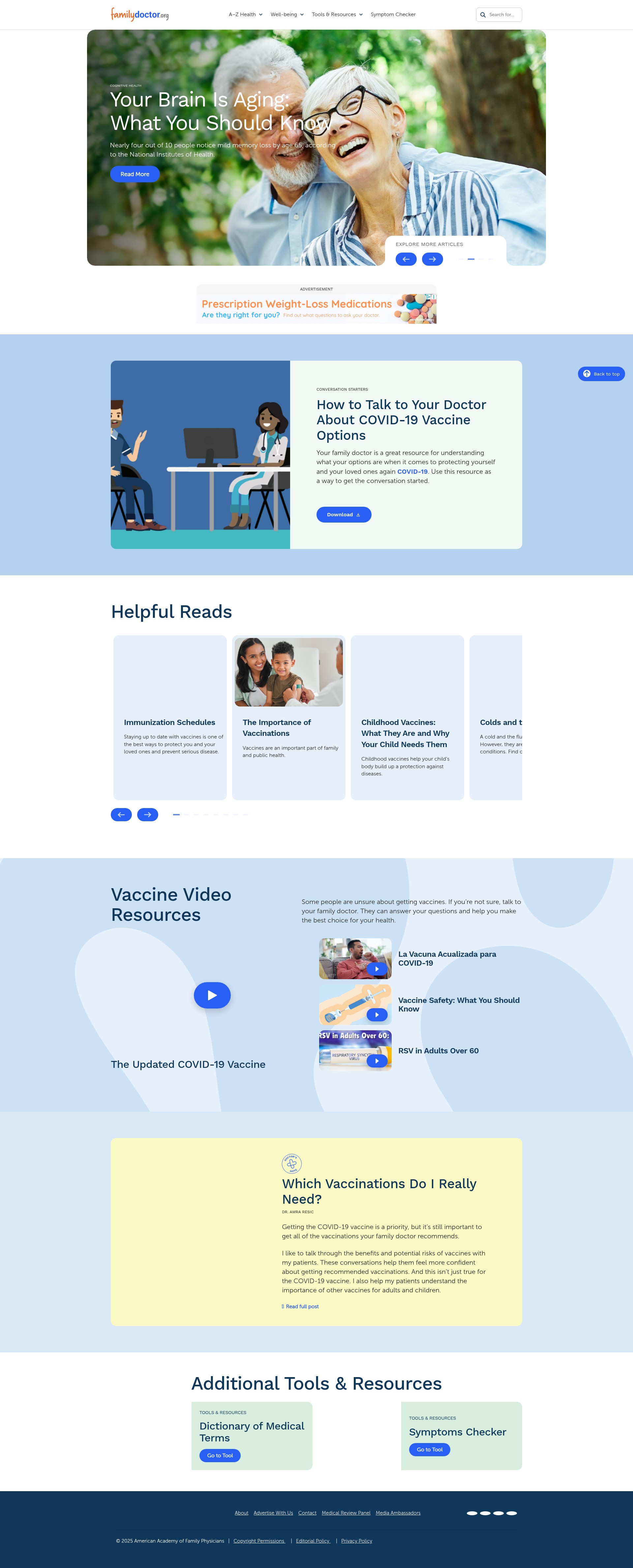 Screenshot of familydoctor.org