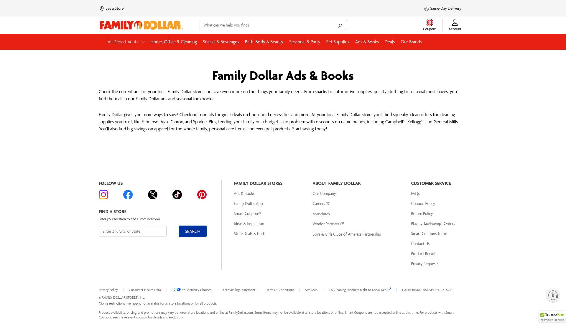 Screenshot of familydollar.com
