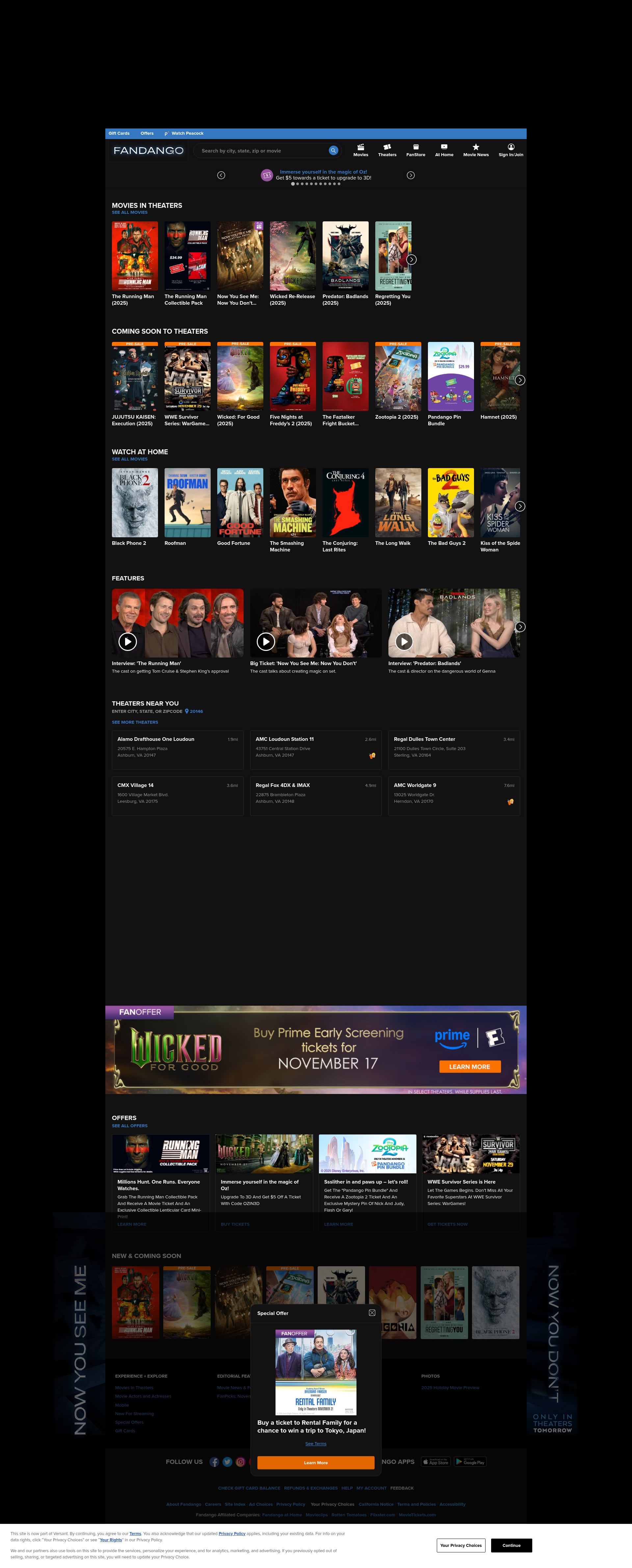 Screenshot of fandango.com