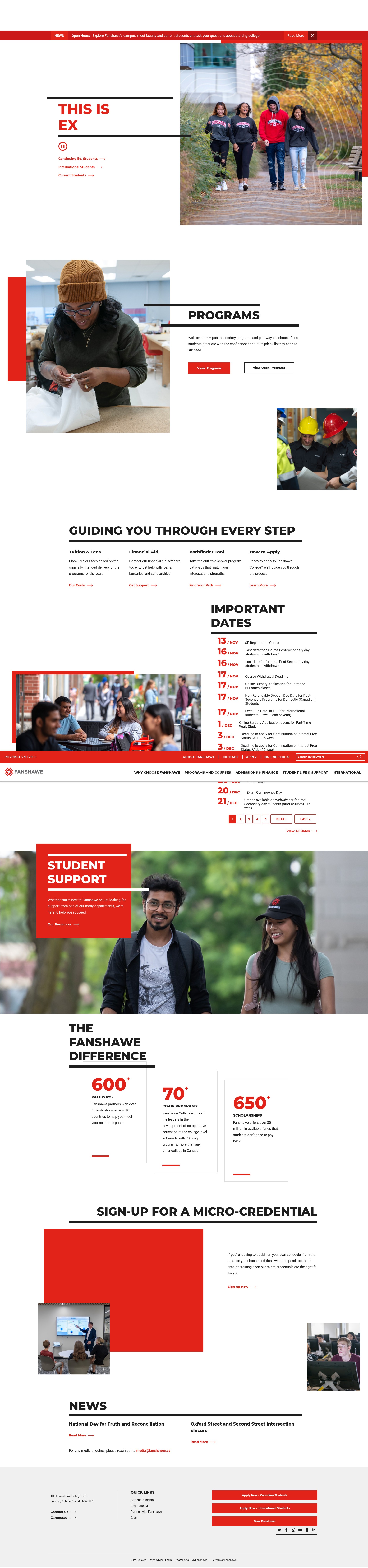 Screenshot of fanshawec.ca