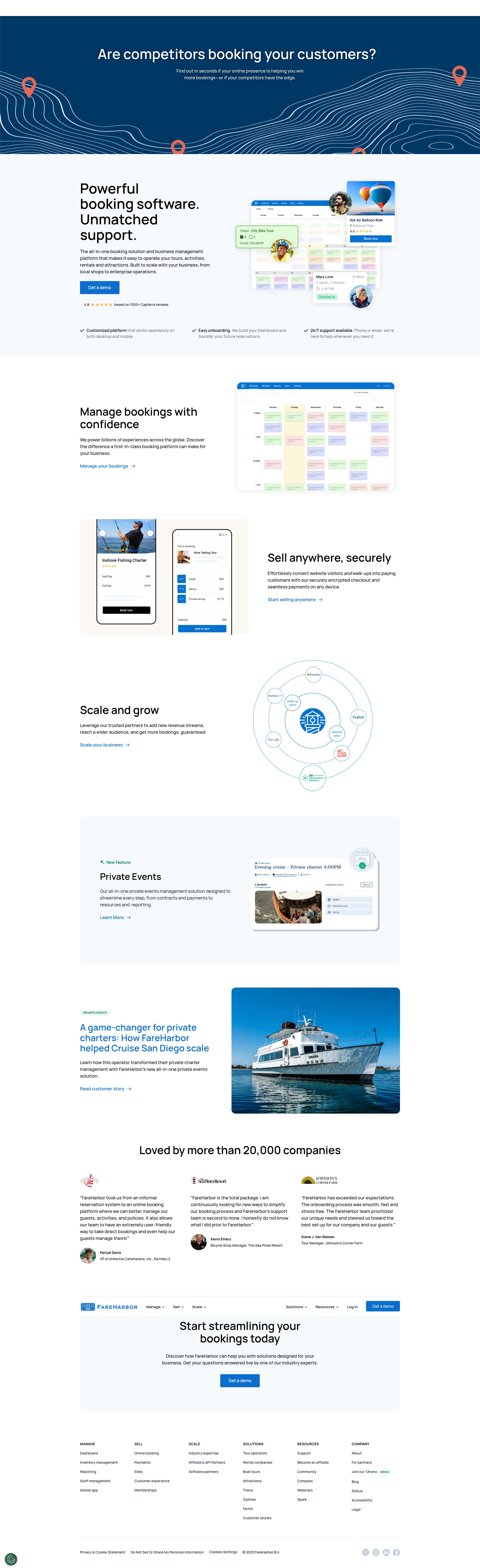 Screenshot of fareharbor.com