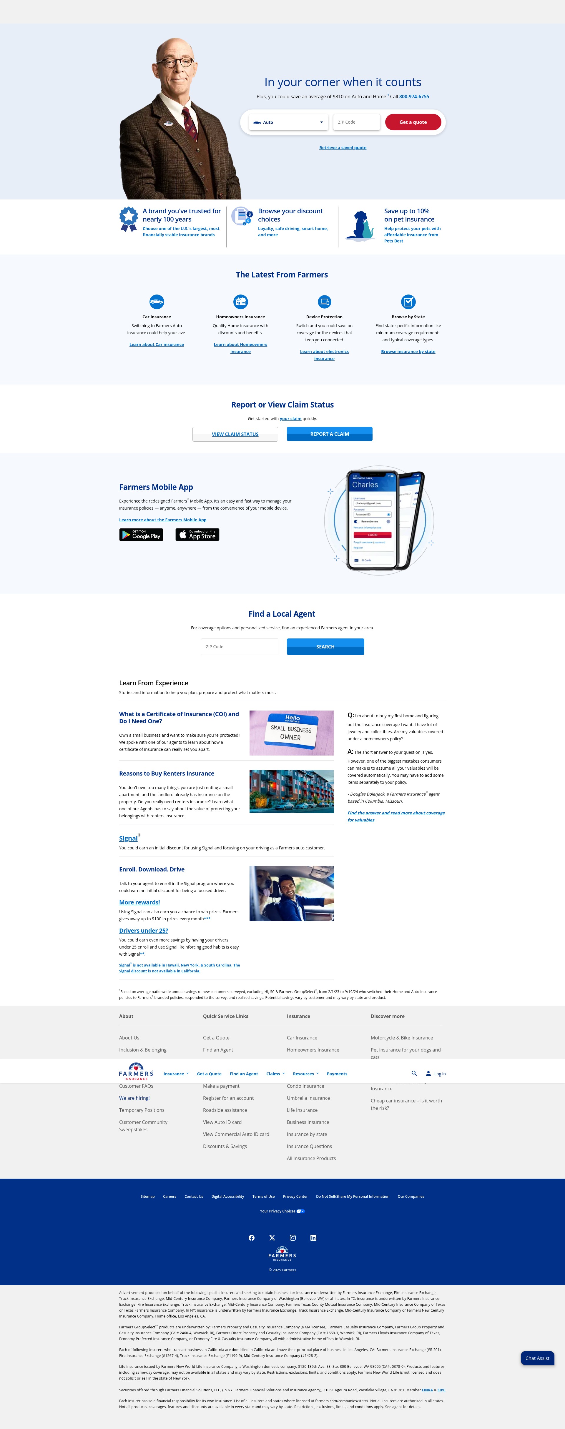 Screenshot of farmers.com