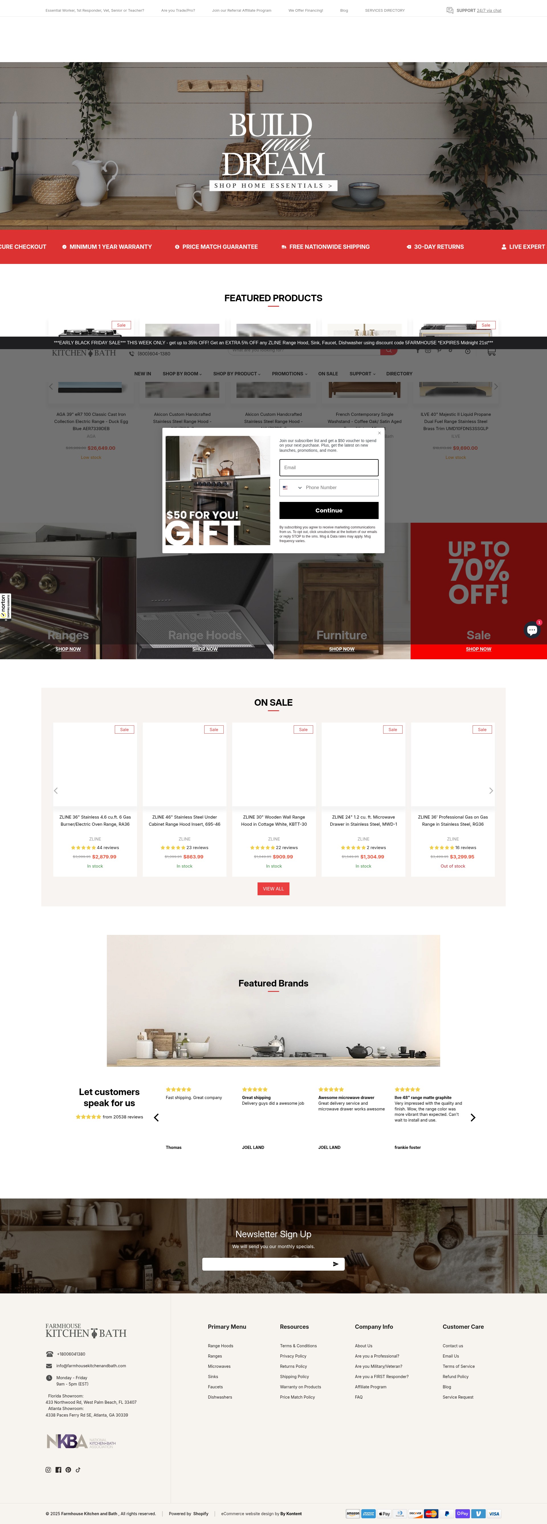 Screenshot of farmhousekitchenandbath.com