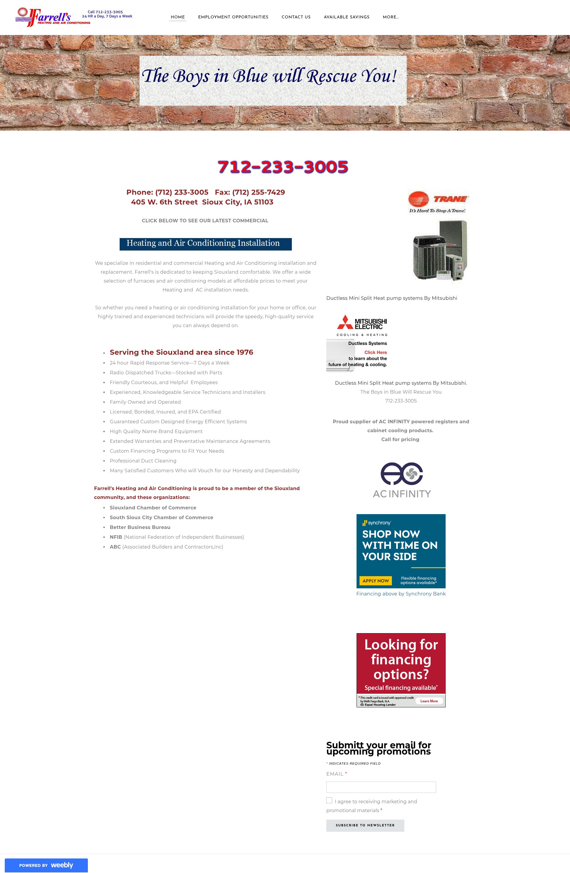 Screenshot of farrellheating.com