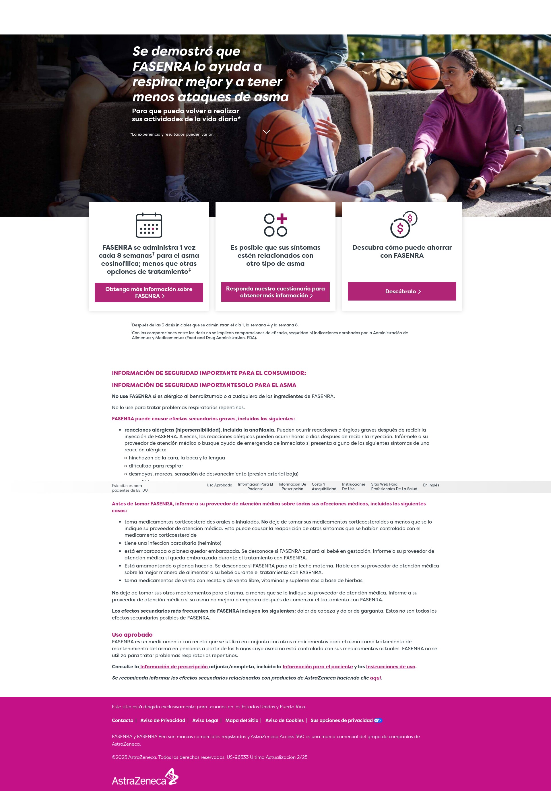 Screenshot of fasenraespanol.com