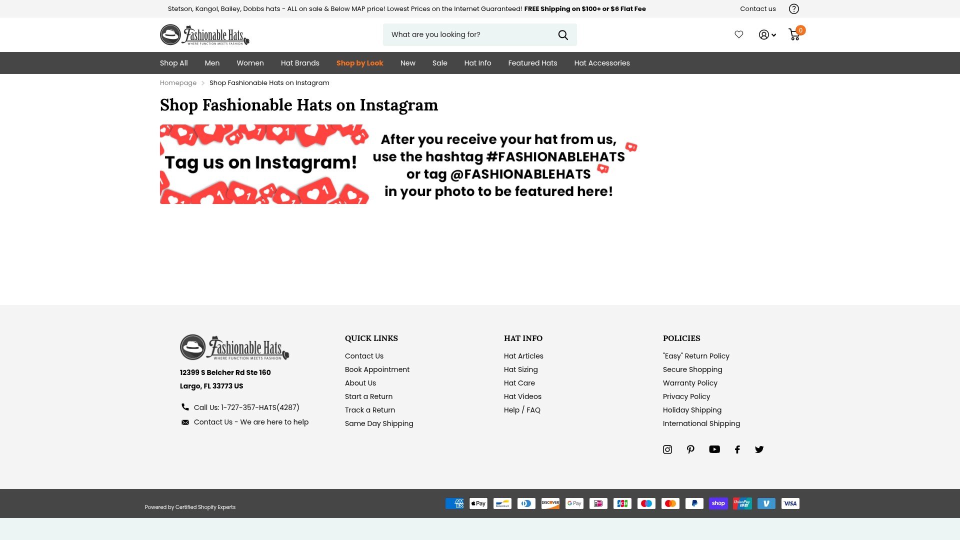 Screenshot of fashionablehats.com