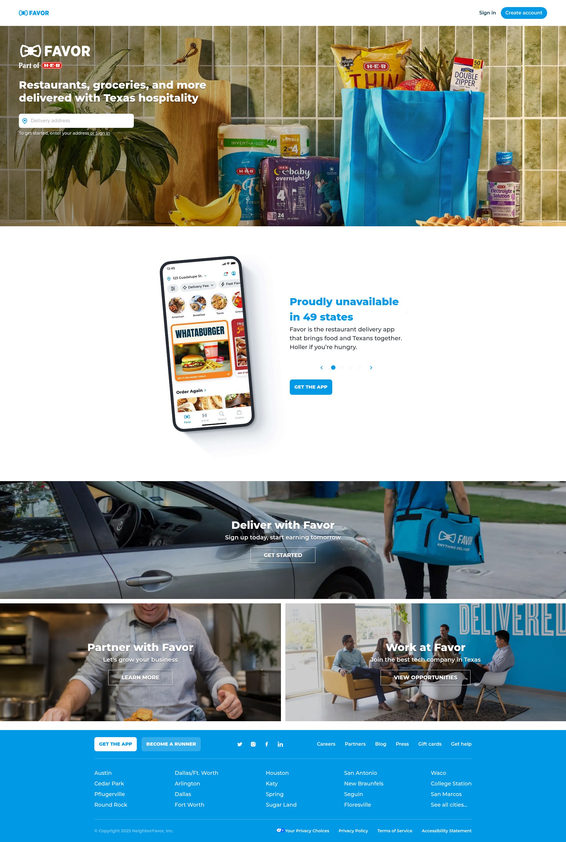 Screenshot of favordelivery.com