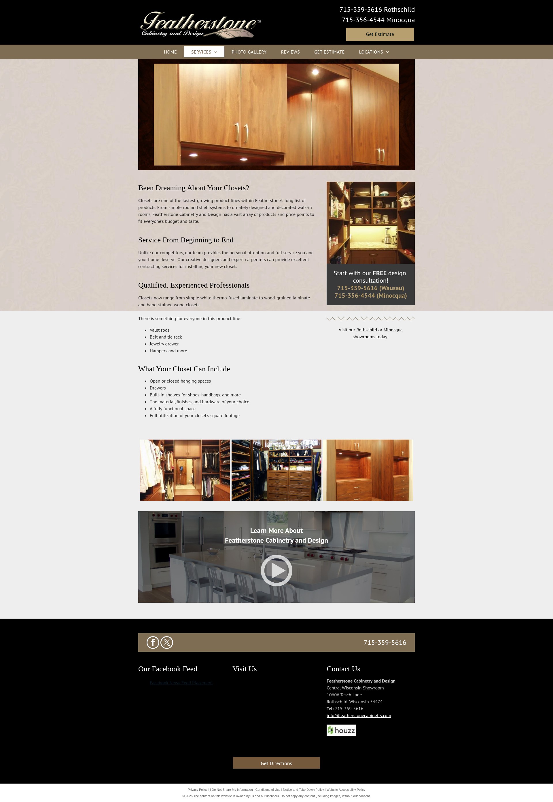 Screenshot of featherstonecabinetry.com