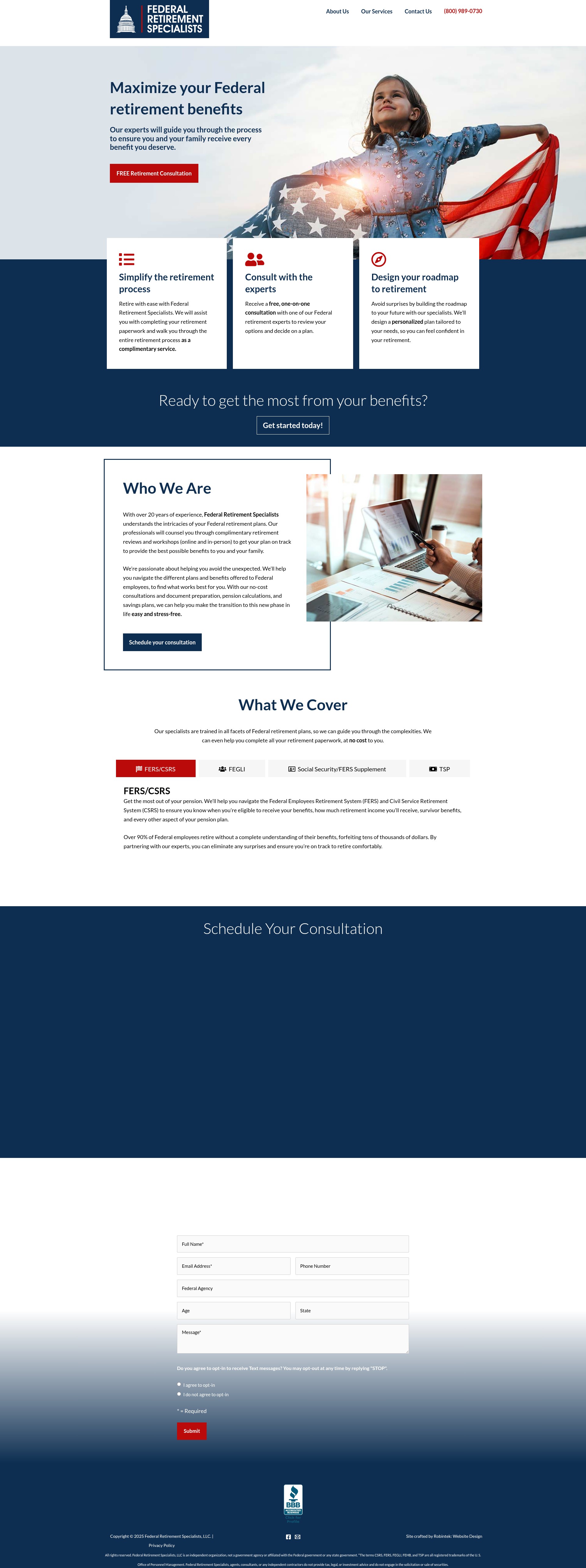 Screenshot of federalretirement.org