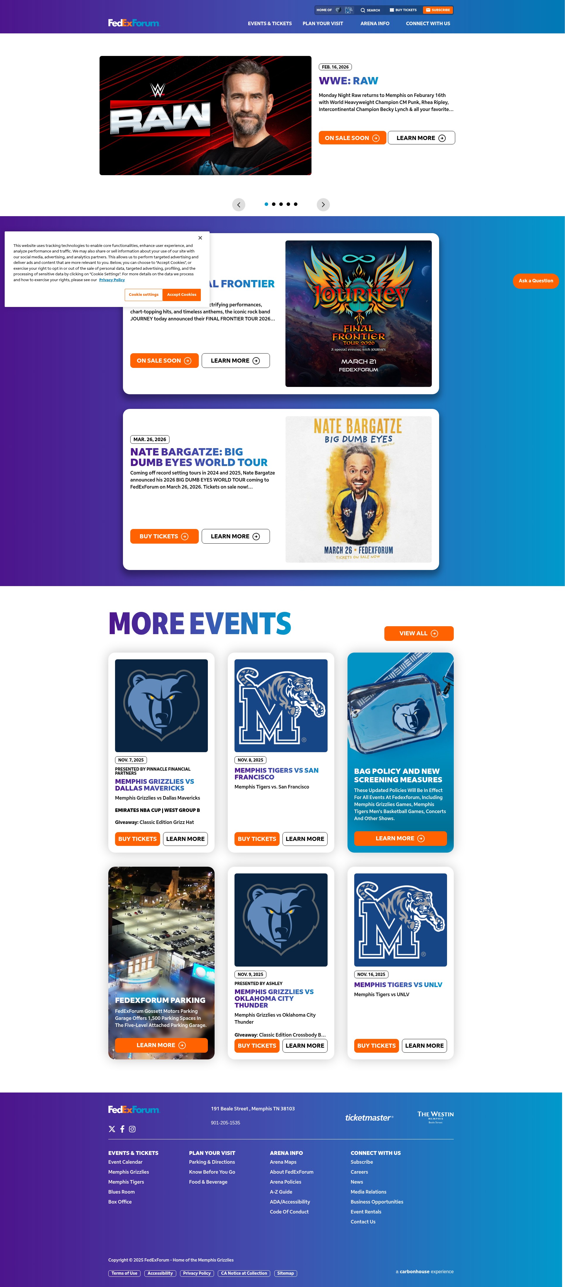 Screenshot of fedexforum.com