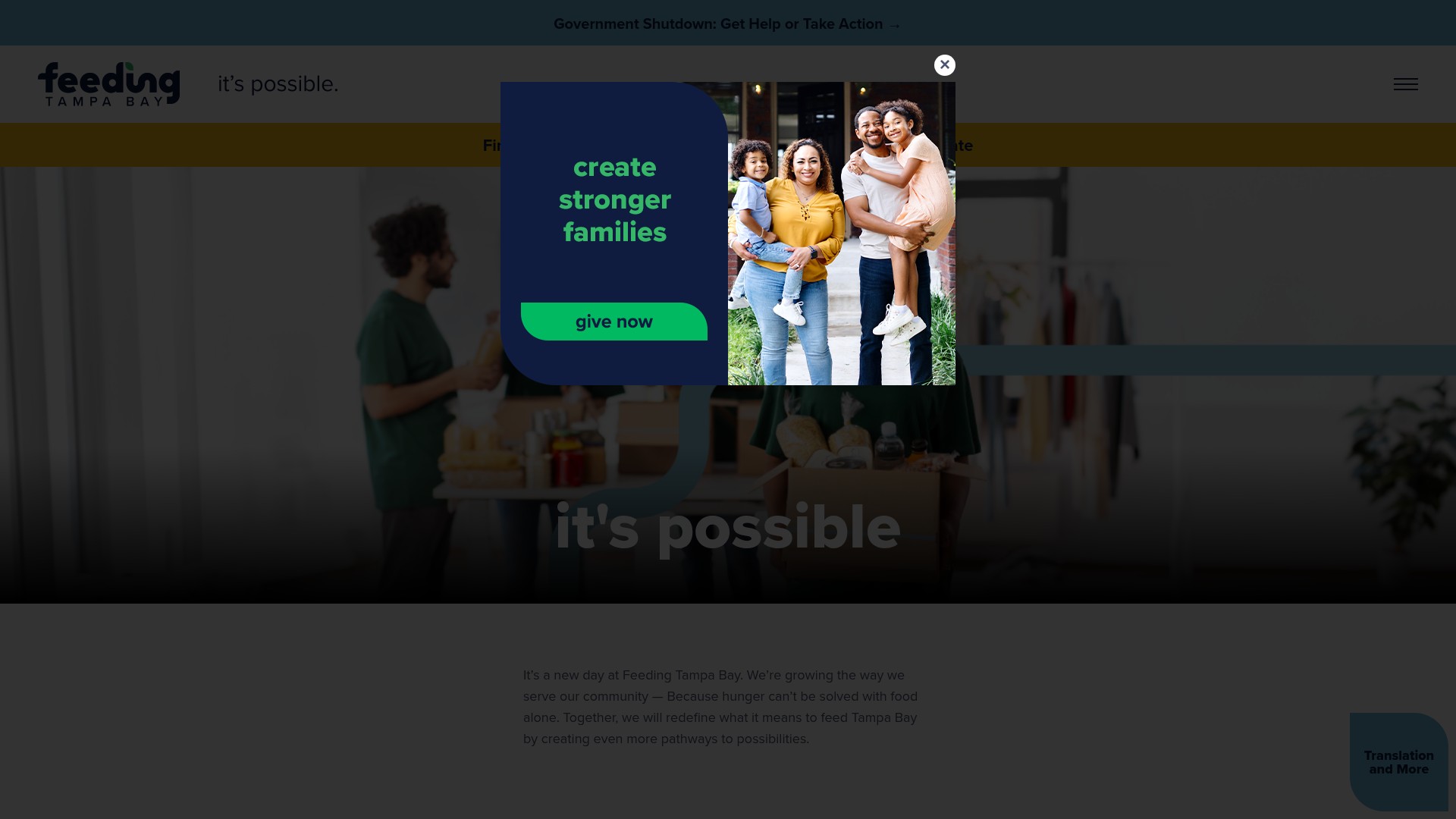 Screenshot of feedingtampabay.org