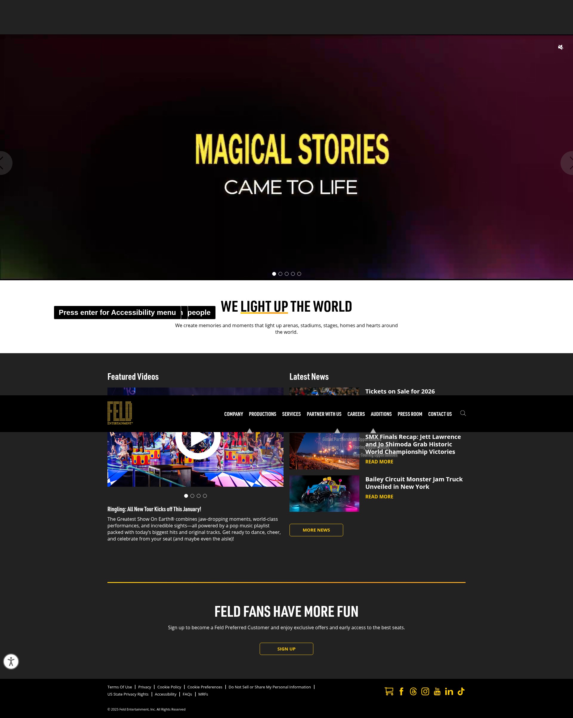 Screenshot of feldentertainment.com