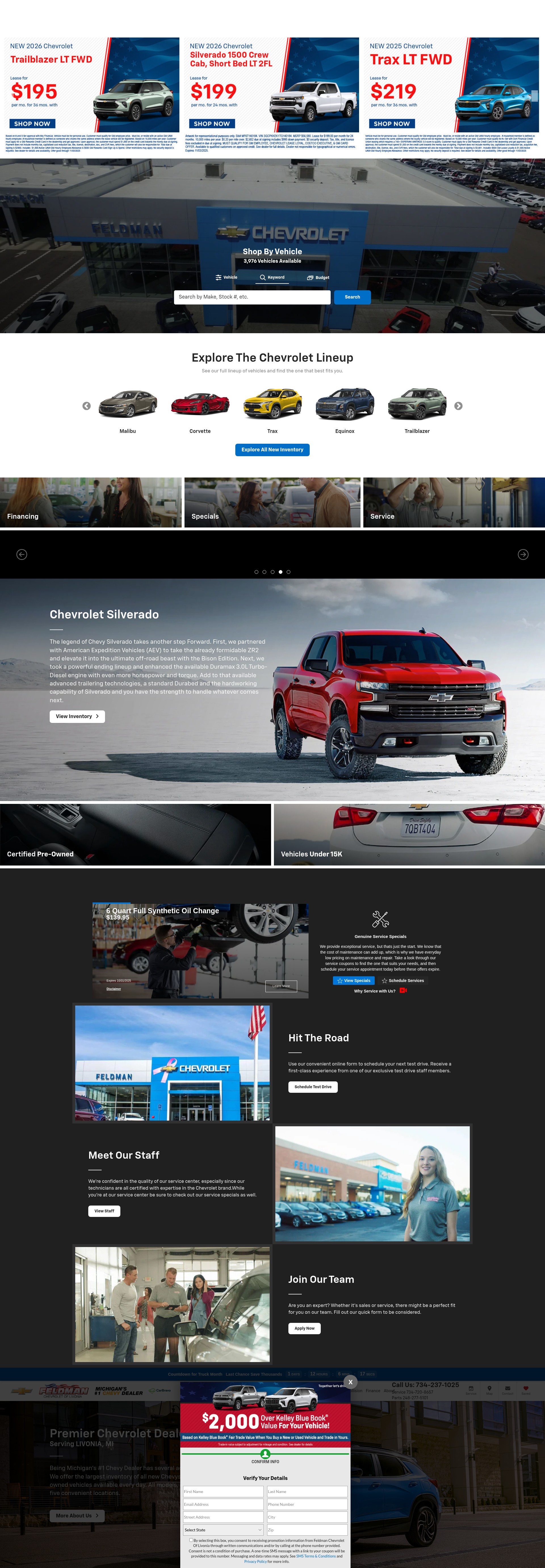 Screenshot of feldmanchevyoflivonia.com
