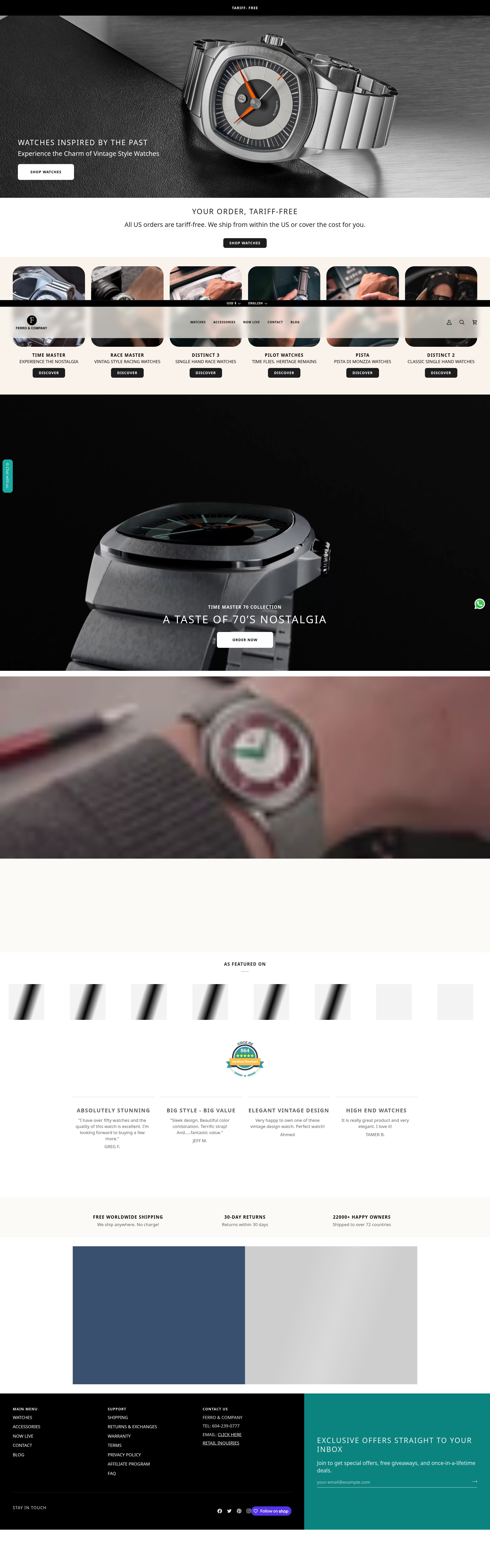 Screenshot of ferrowatches.com