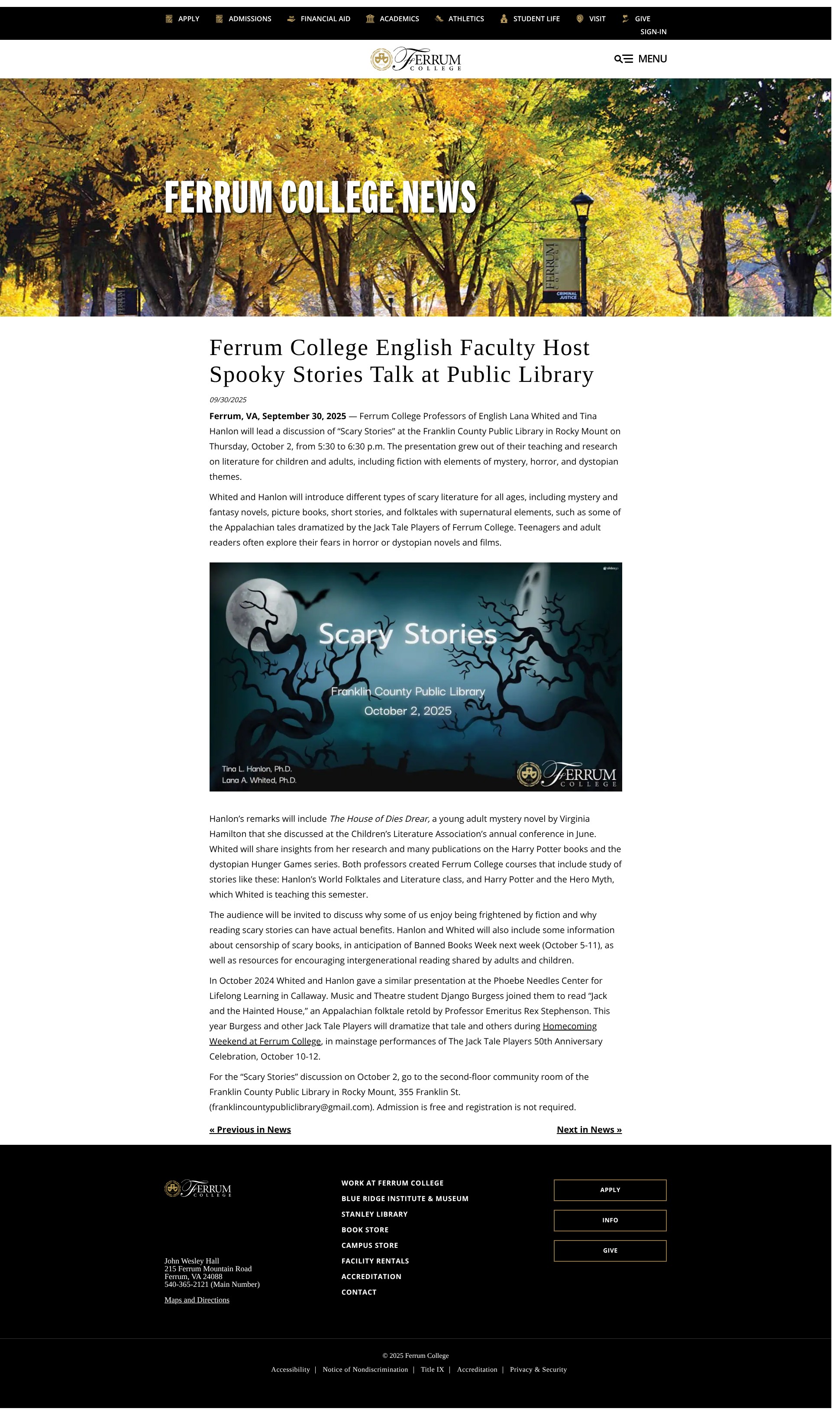Screenshot of ferrum.edu