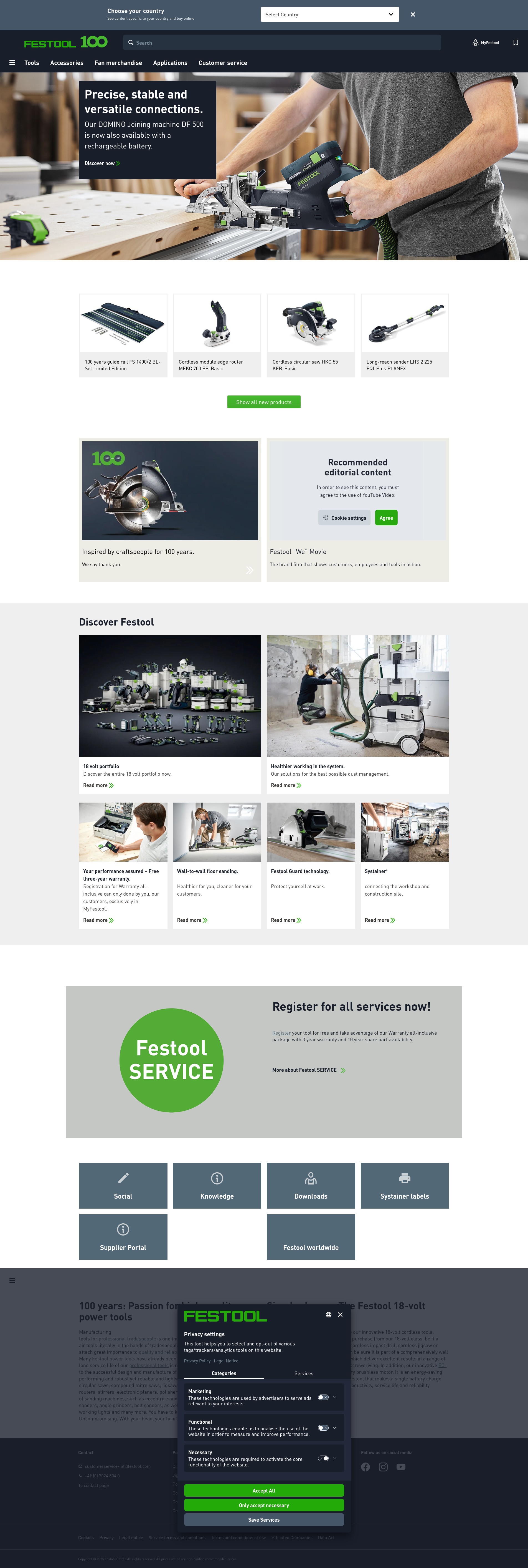 Screenshot of festool.com